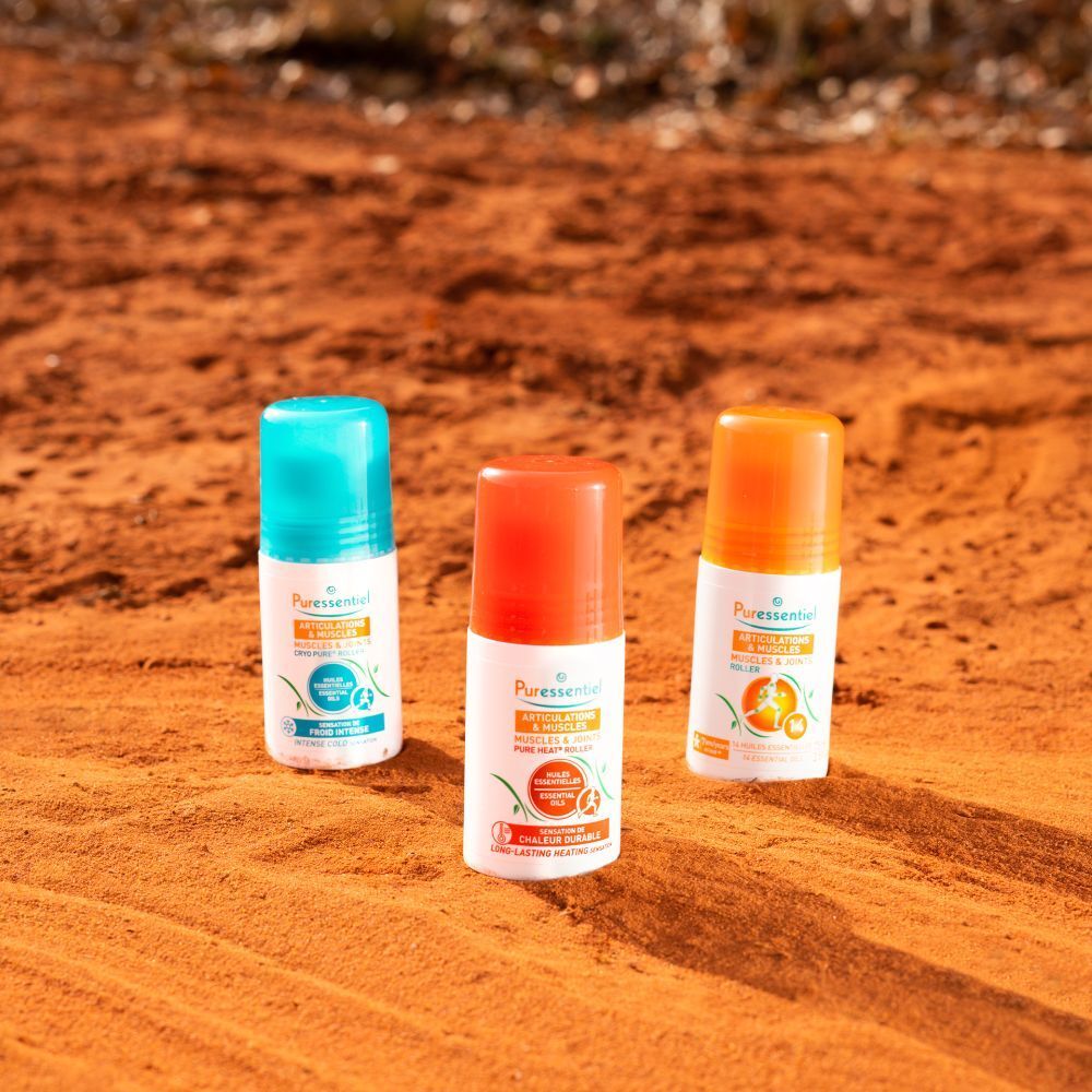 Puressentiel Roller Gewrichten & Spieren, 75ml, met verpakking.