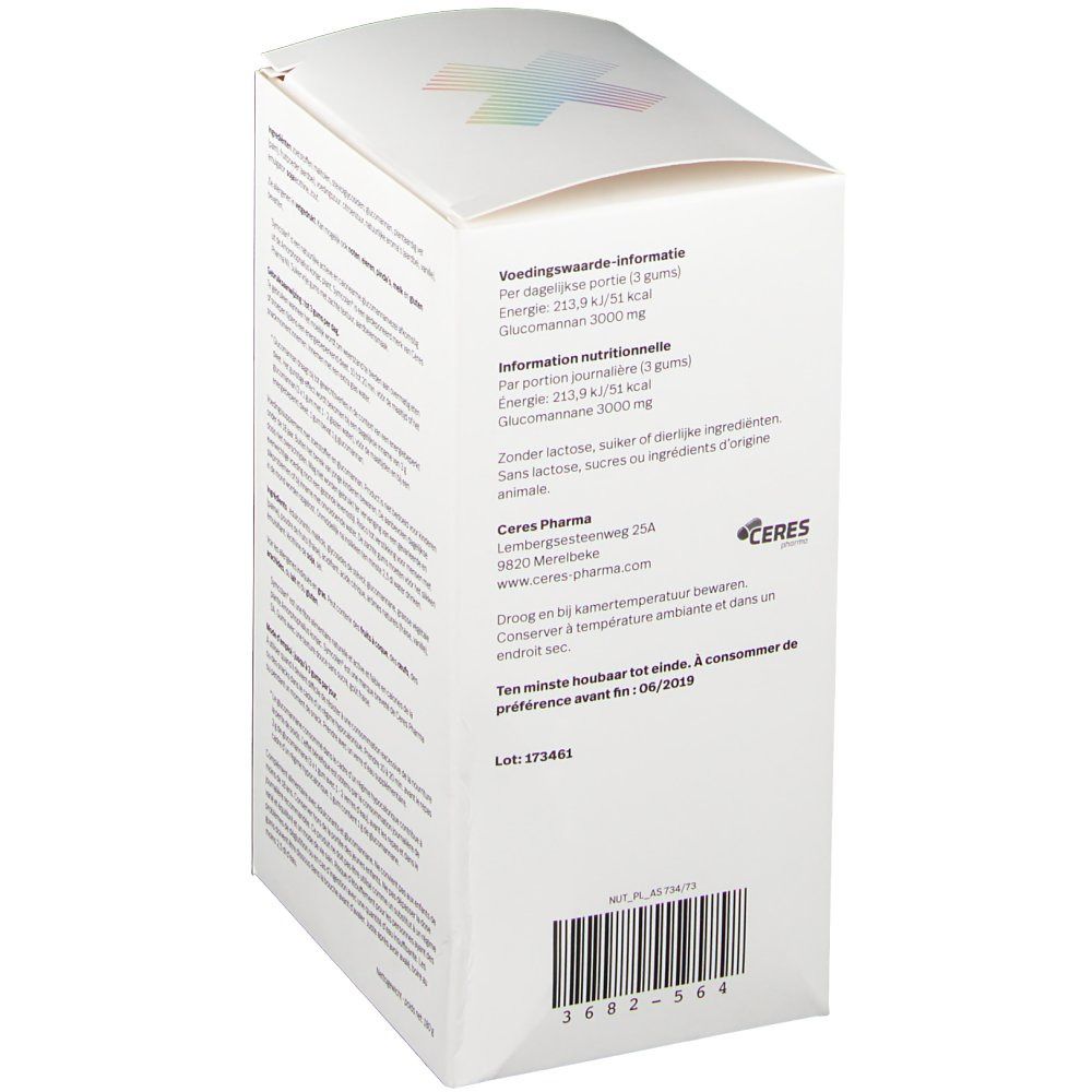 Witte verpakking met gekleurd X-Slim logo en Max Control tekst. Diagonale gekleurde strepen. Bevat voedings- en houdbaarheidsinformatie.