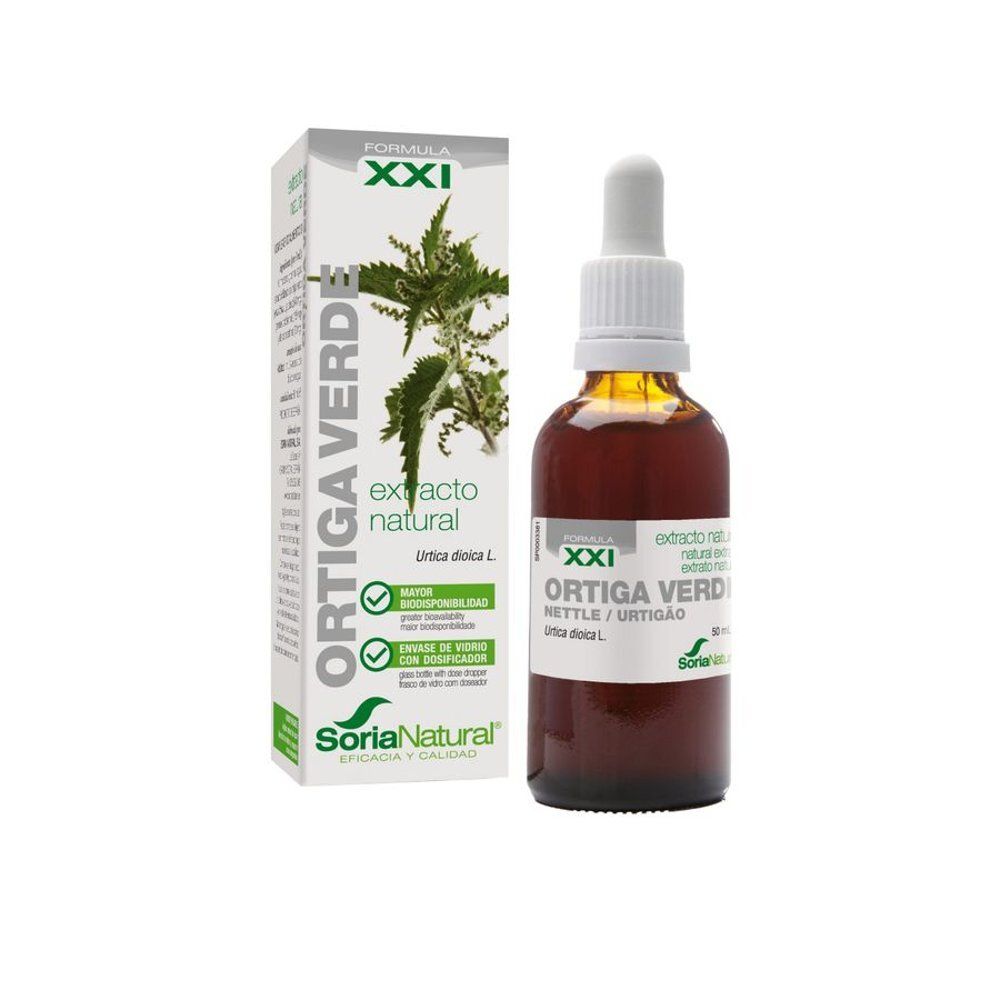 Fles met druppelaar, Soria Natural brandnetelextract.