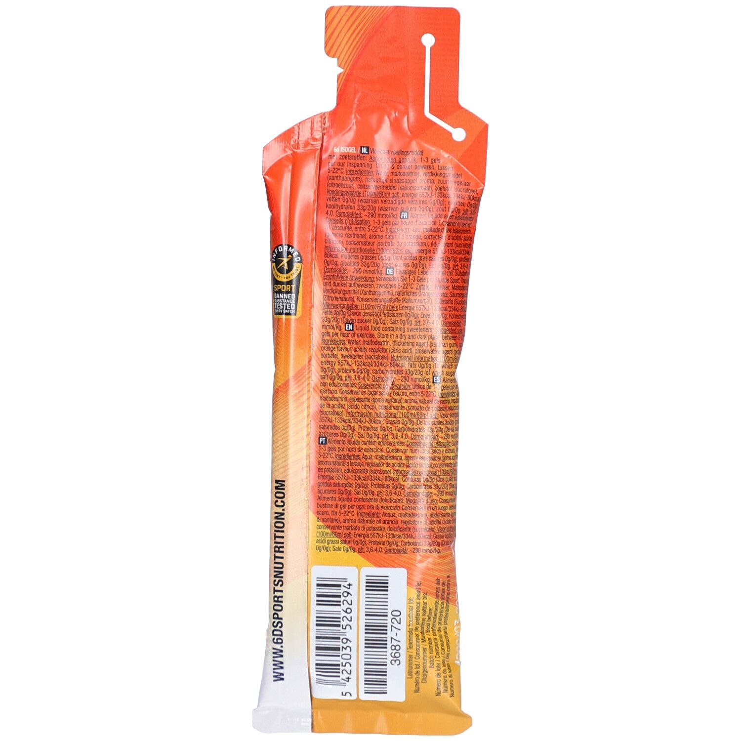 6D Sports Nutrition Isogel Orange