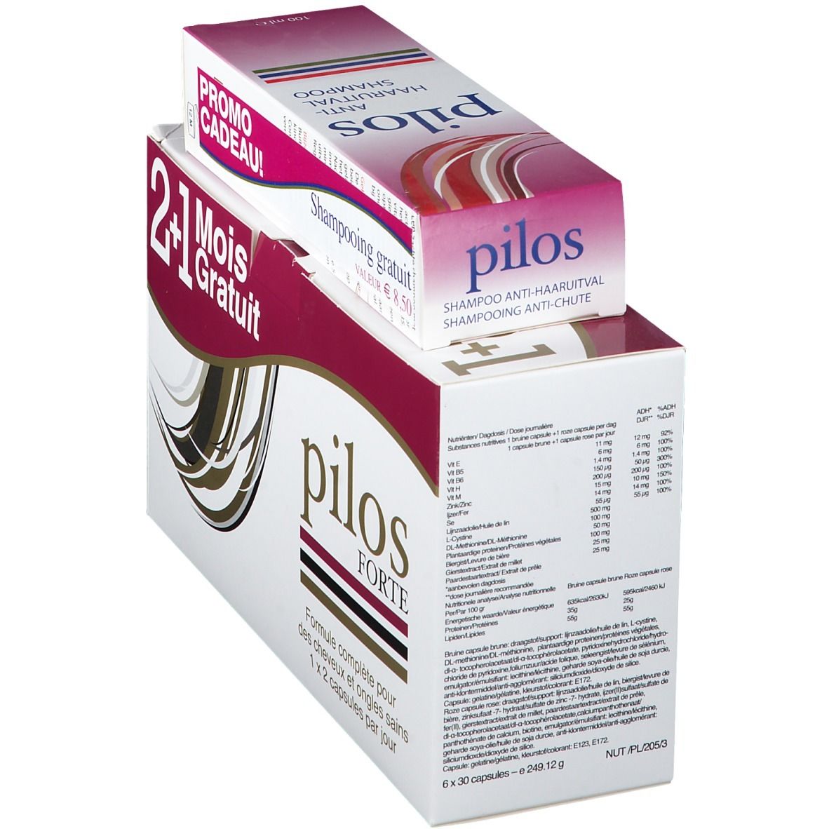 Pilos Forte 2+1 Maand GRATIS + Shampoo Anti-Haaruitval 100 ml GRATIS
