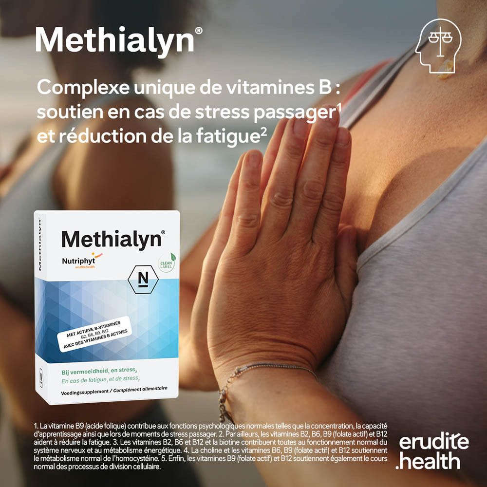 Arrière de l'emballage Nutriphyt Methialyn® avec informations nutritionnelles et ingrédients.