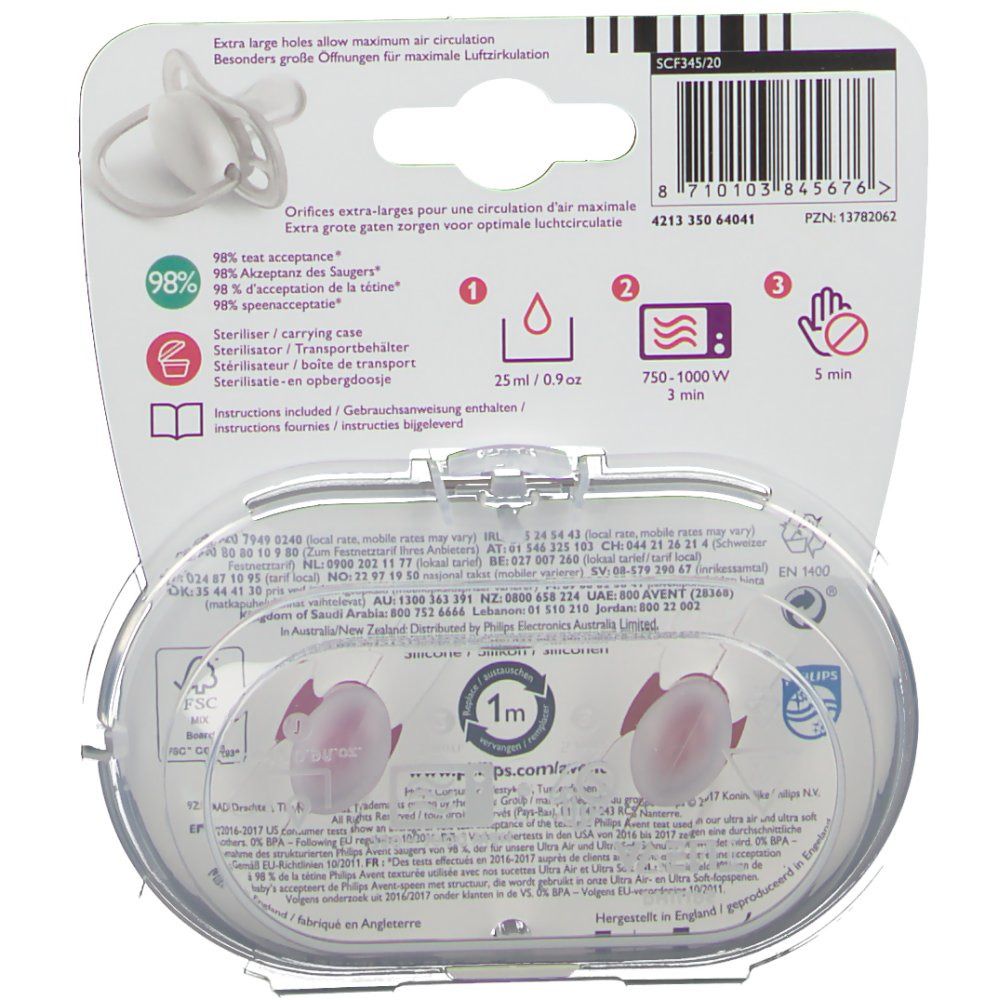 Philips Avent Fopspeen Ultra Air Girl 0-6 Maand SCF345/20