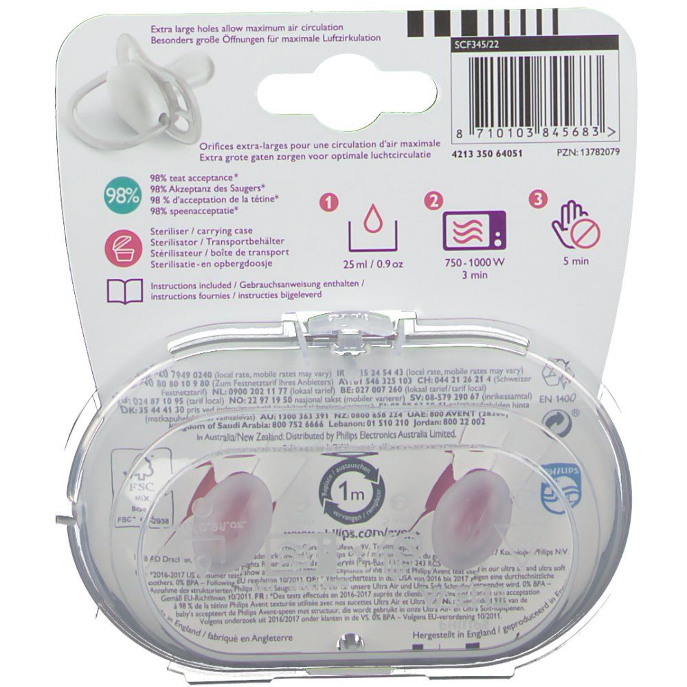 Philips Avent Fopspeen Ultra Air Girl 6-18 Maanden SCF345/22