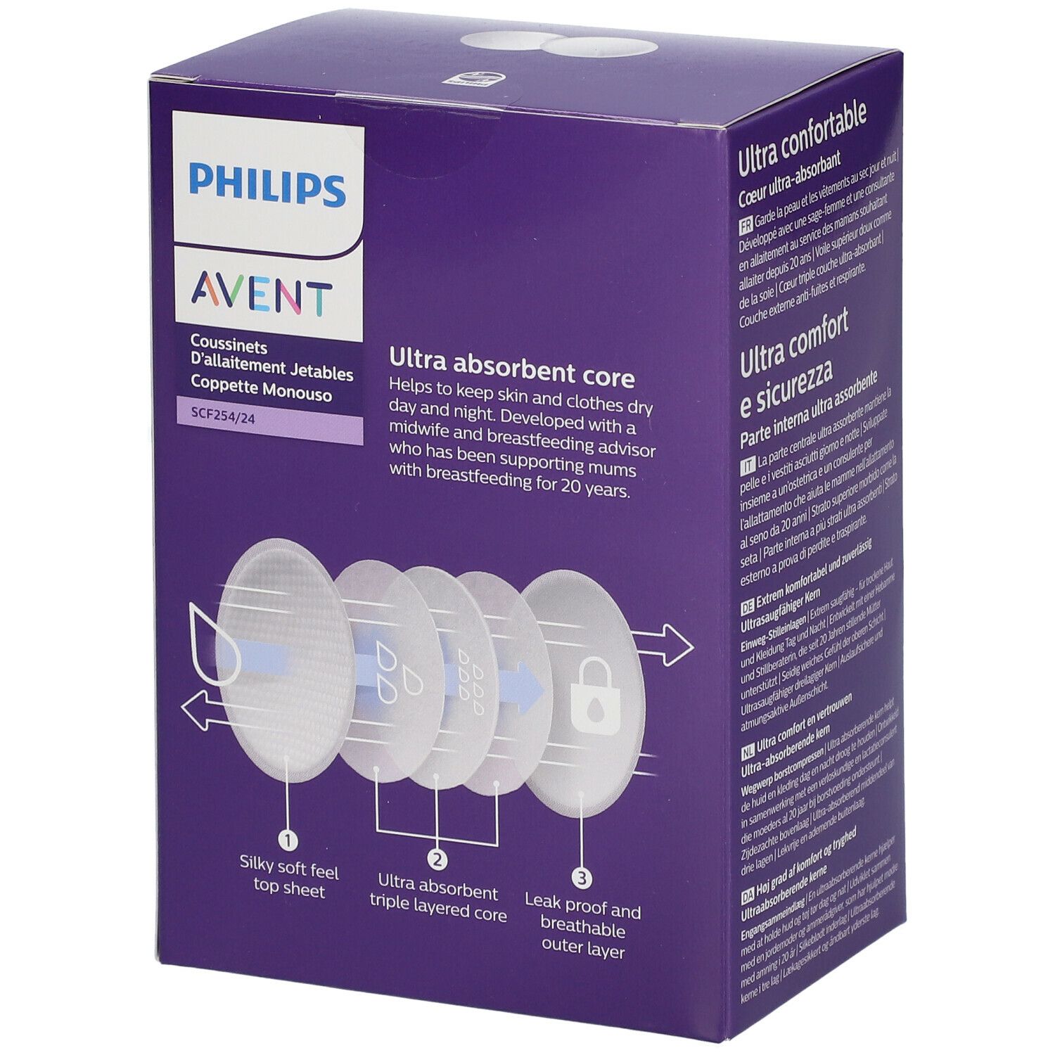 Philips Avent Coussinets d'Allaitement Jetables Jour & Nuit SCF254/24