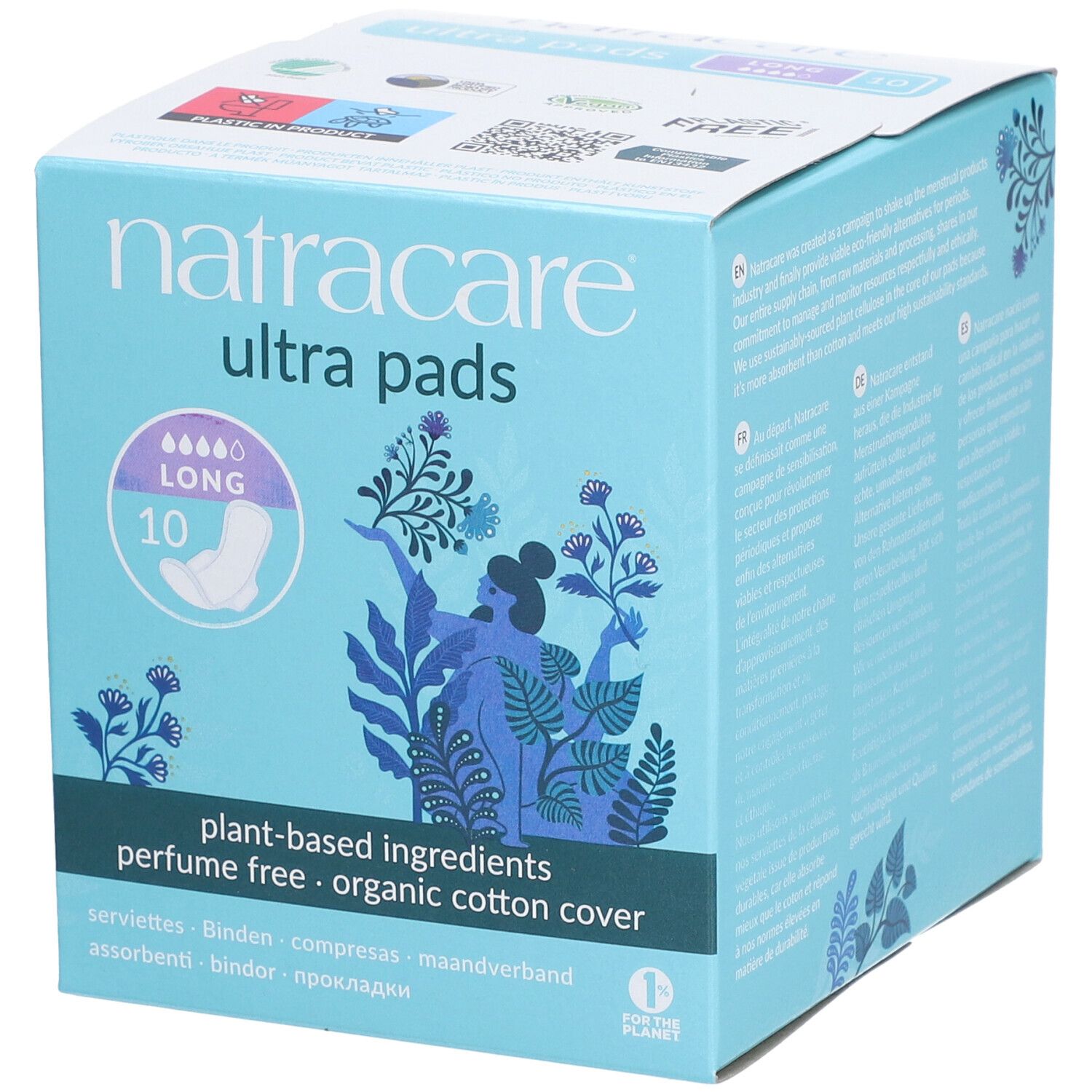 Natracare Ultra Pads – Long – sans parfum, couverture coton biologique