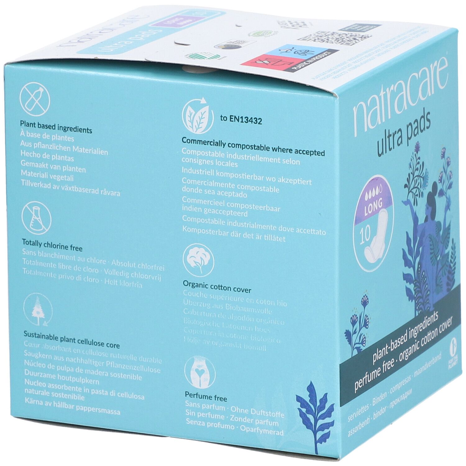 Natracare Ultra Pads – Long – sans parfum, couverture coton biologique