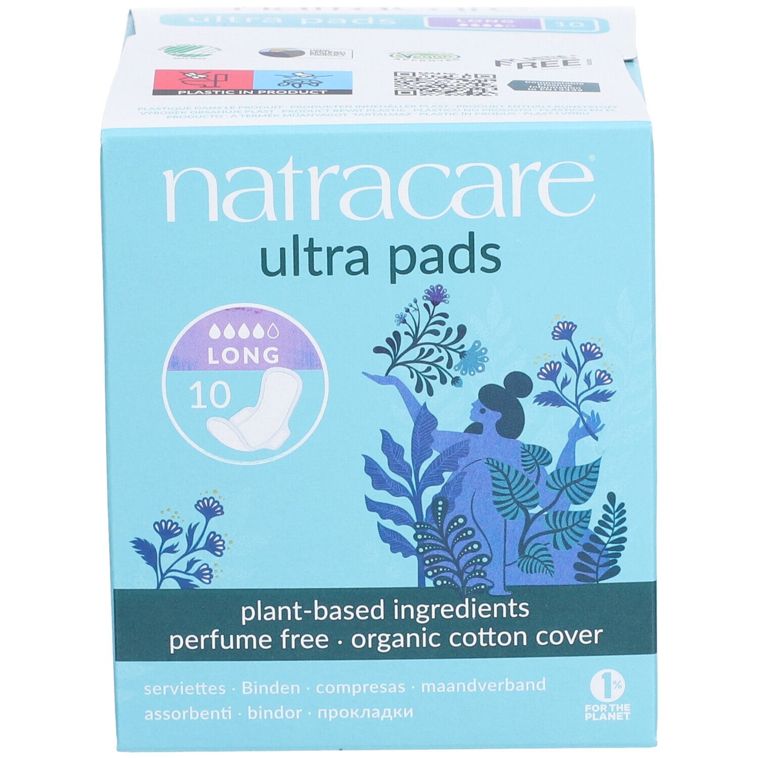 Natracare Ultra Pads – Long – sans parfum, couverture coton biologique