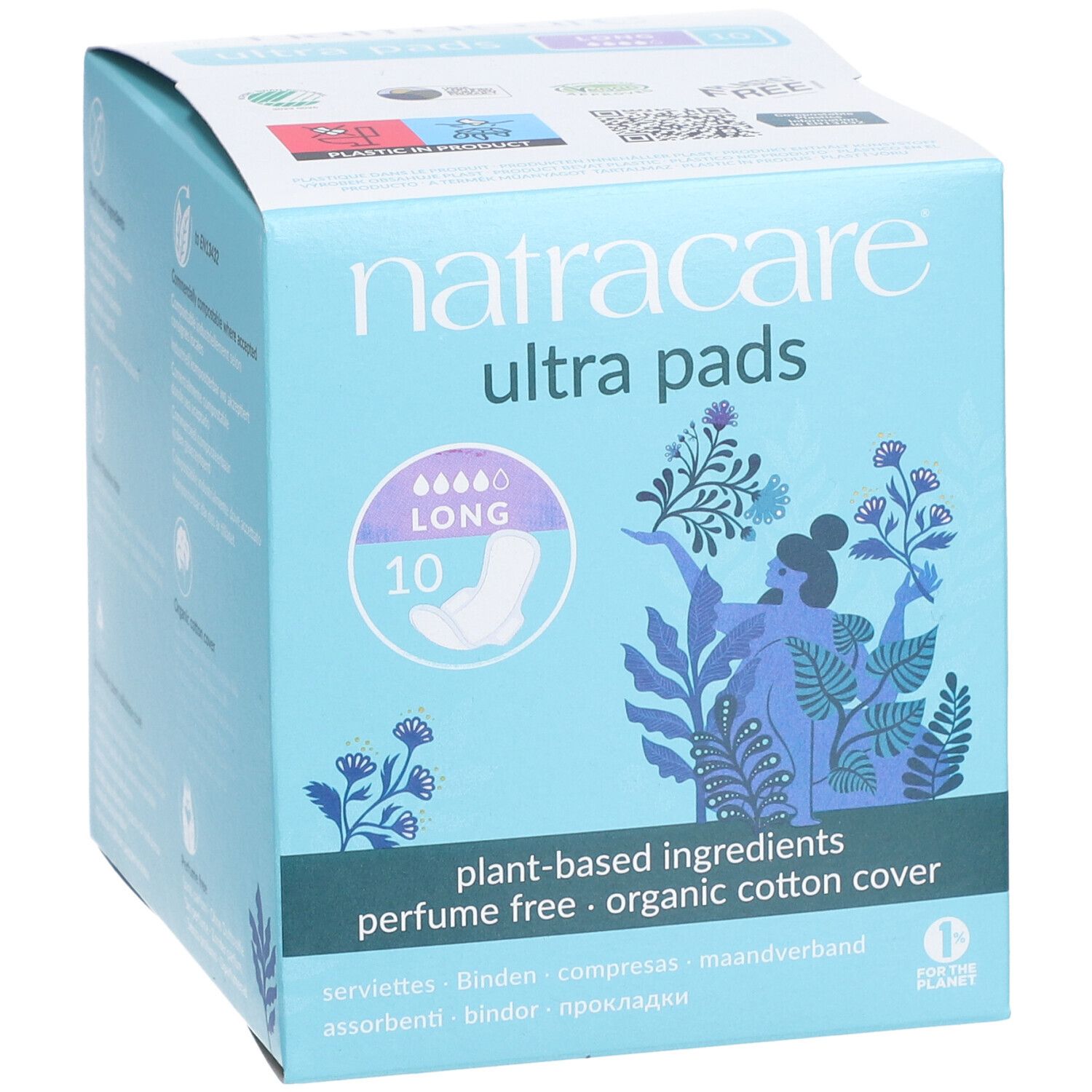 Natracare Ultra Pads – Long – sans parfum, couverture coton biologique