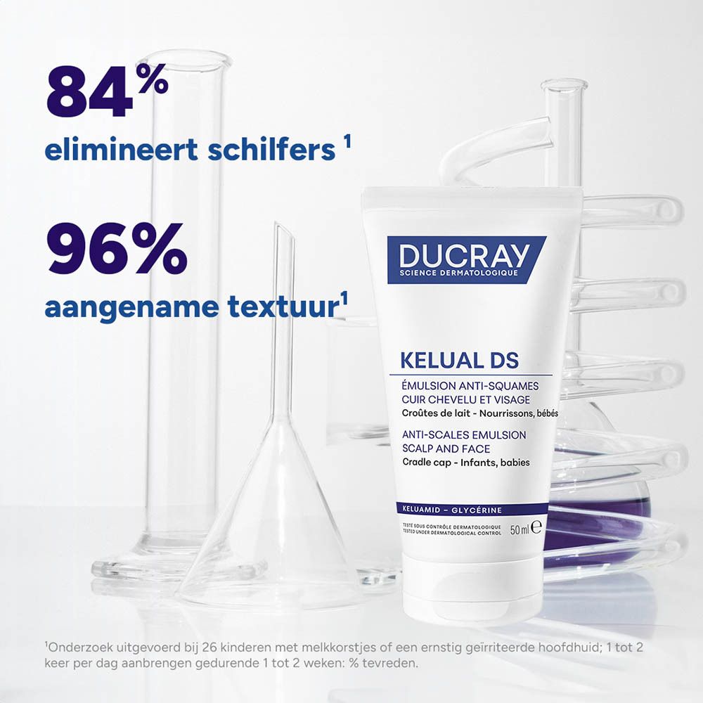 Ducray Kelual DS Anti-roos emulsie voor hoofdhuid en gezicht. Tube van 50ml.