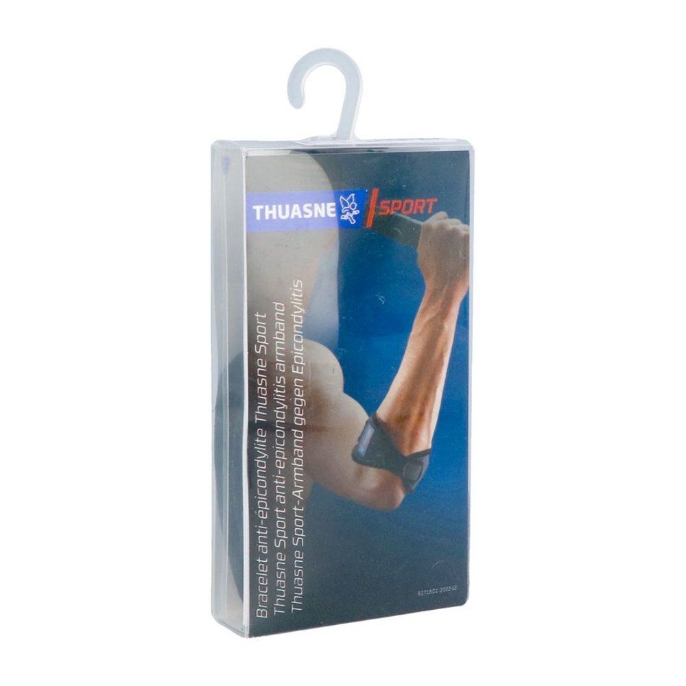 Verpakking van de Thuasne Sport anti-epicondylitis armband. Transparante plastic verpakking met productafbeelding en merklogo.