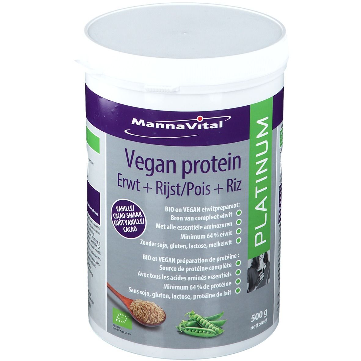 Mannavital Vegan Protein Pois + Riz Platinum