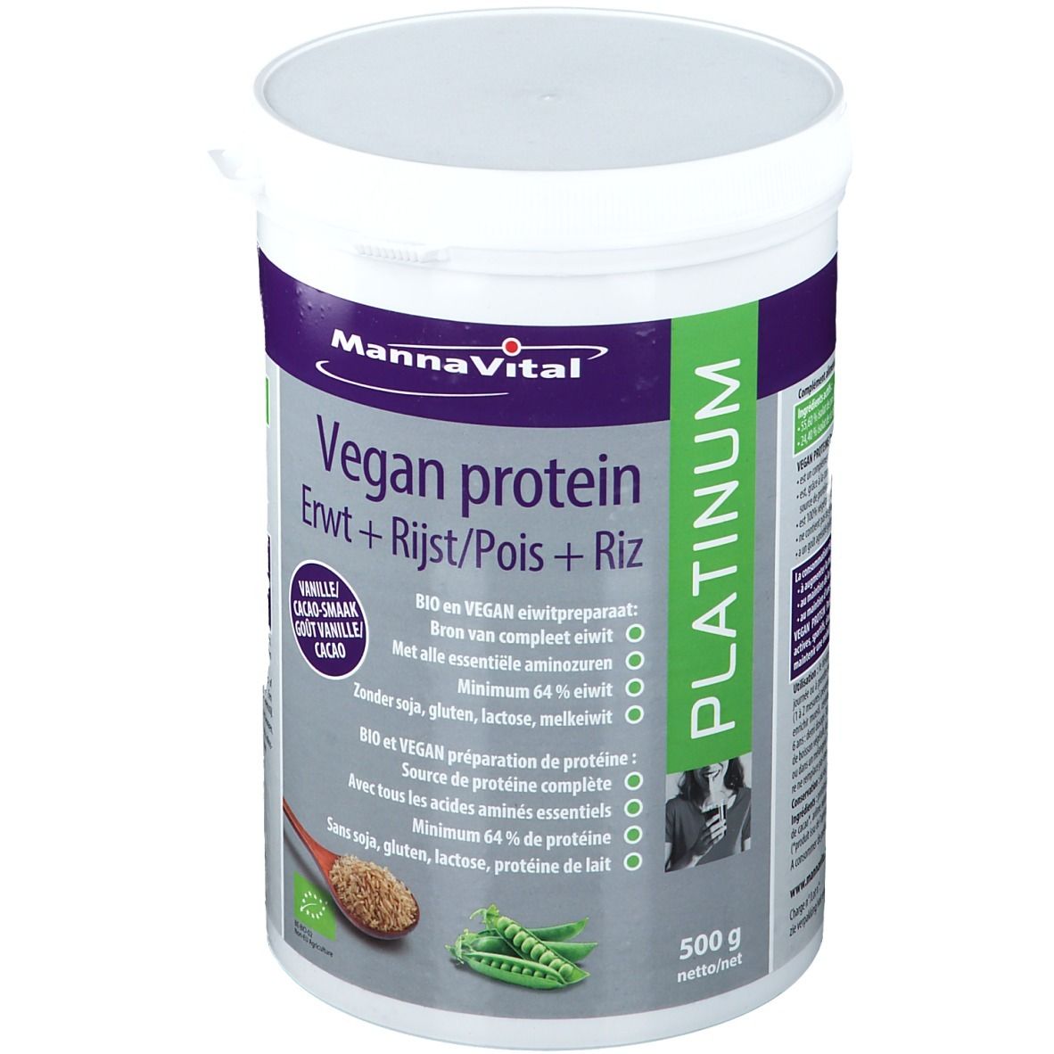 Mannavital Vegan Protein Pois + Riz Platinum