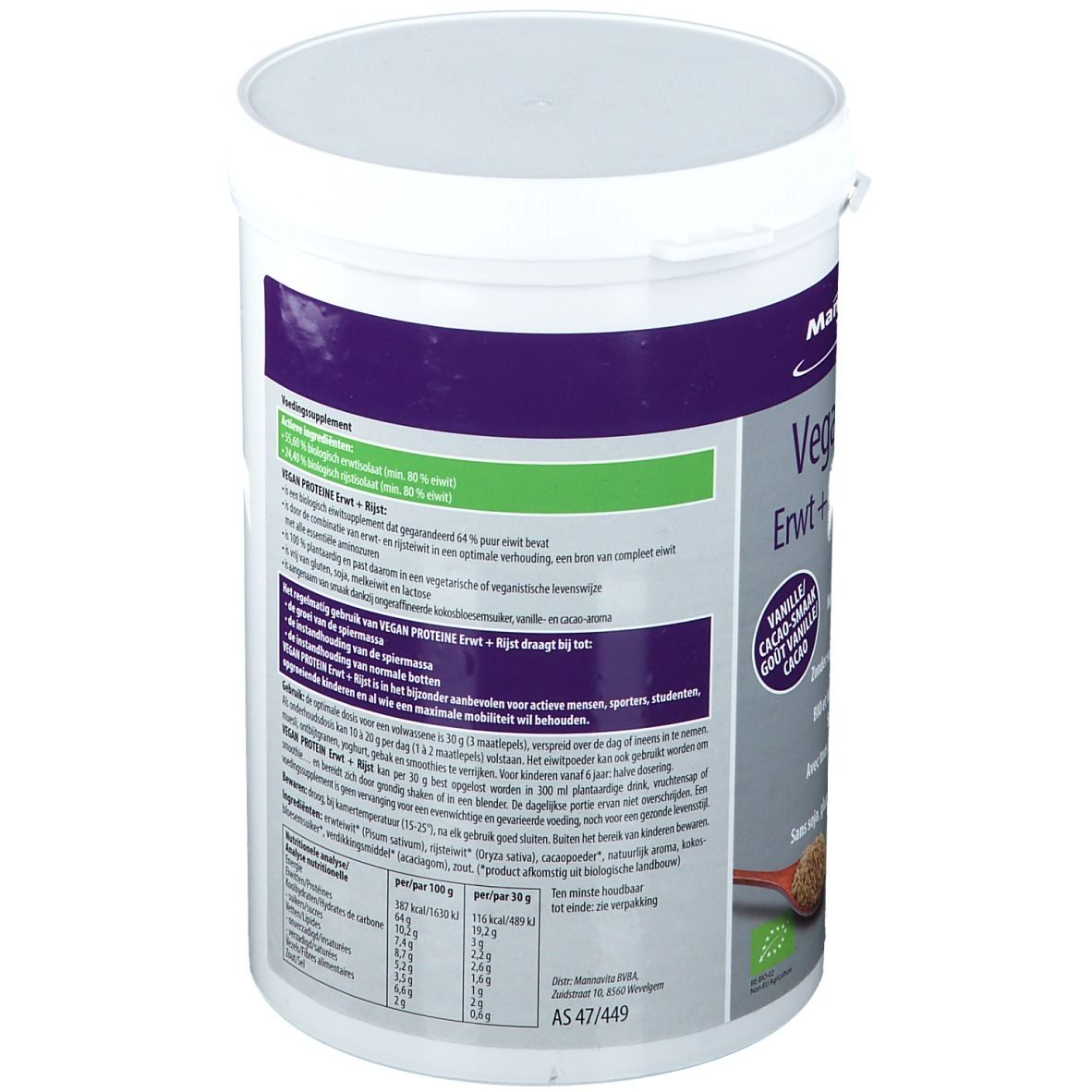 Mannavital Vegan Protein Pois + Riz Platinum