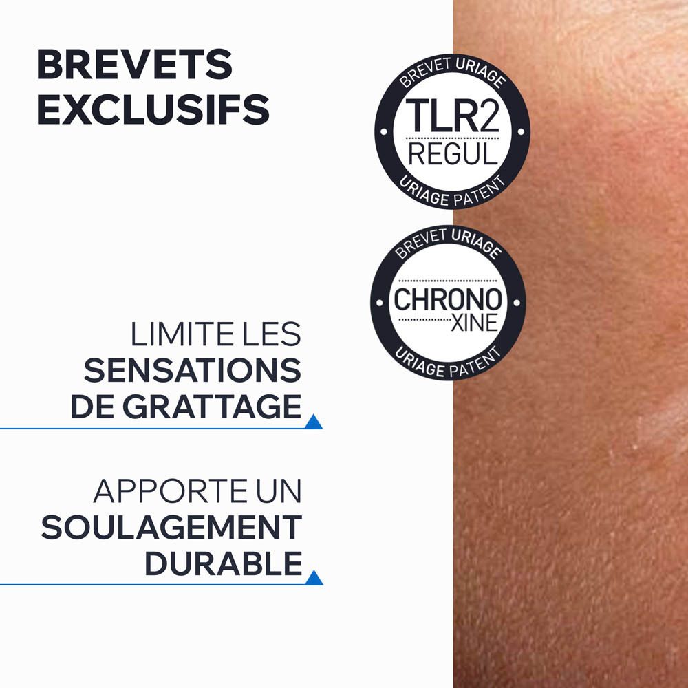 Texte : Brevets exclusifs. TLR2 Regul, Chrono-Xine. Limite les sensations de grattage.