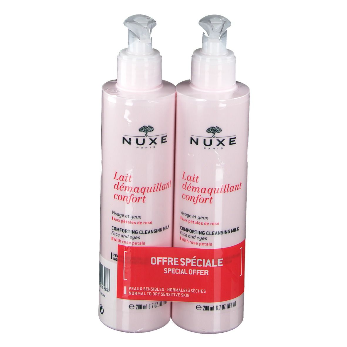 Nuxe Lait Démaquillant Confort aux Pétales de Rose DUO