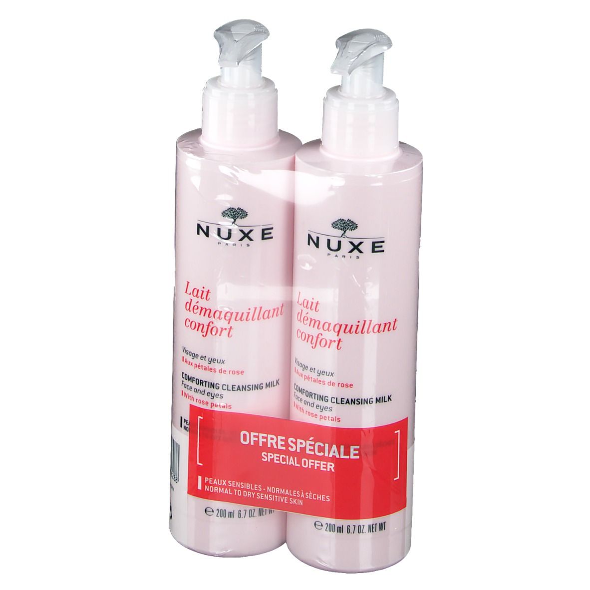 Nuxe Lait Démaquillant Confort aux Pétales de Rose DUO