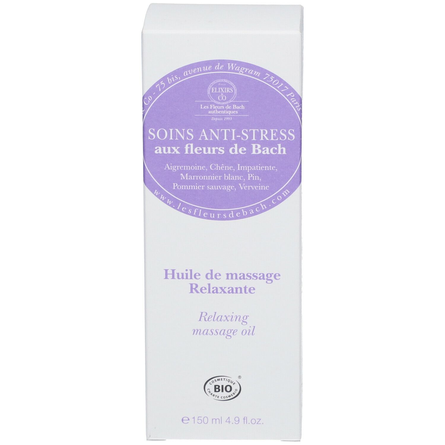 Elixirs & Co Les Soins aux Fleurs de Bach Anti-Stress Huile de Massage