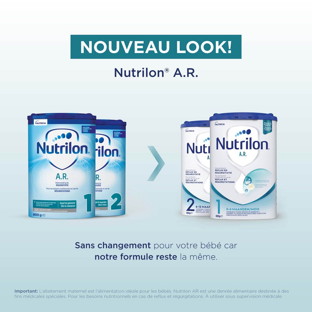 Nutrilon AR 2 En cas de régurgitations Bébé 6-12 mois lait en poudre Boite 800g