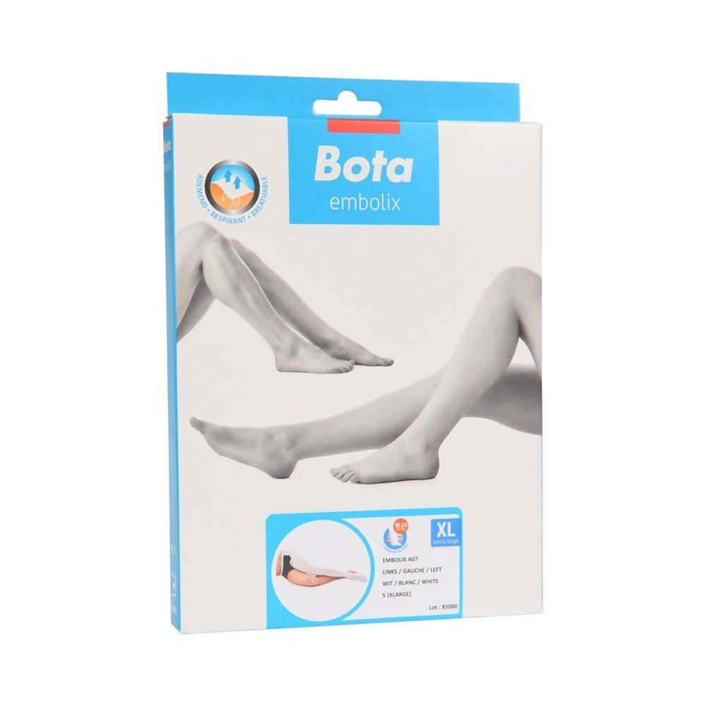 Boîte Bota Embolix. Illustrations de jambes. Taille XL. Bas de contention. Blanc. Dispositif médical.