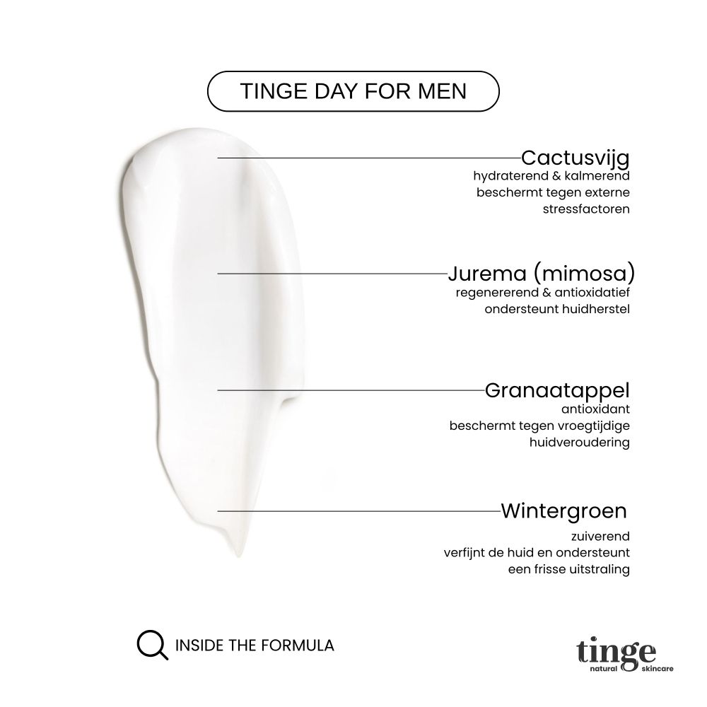 Tinge Day for Men Dagcrème: voordelen en kenmerken van de formule.