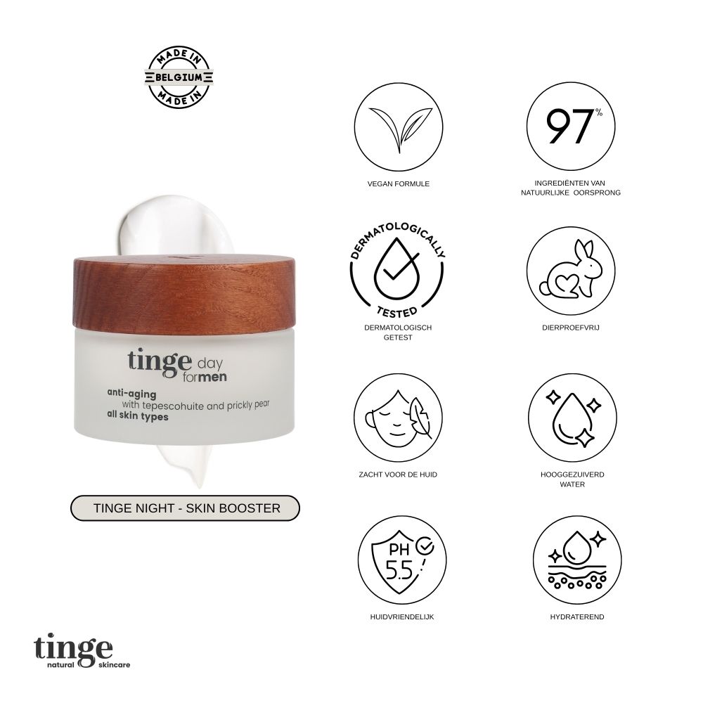 Tinge Day for Men Dagcrème: Waarom Tinge kiezen? Formule, werking, huidverdraagzaamheid.