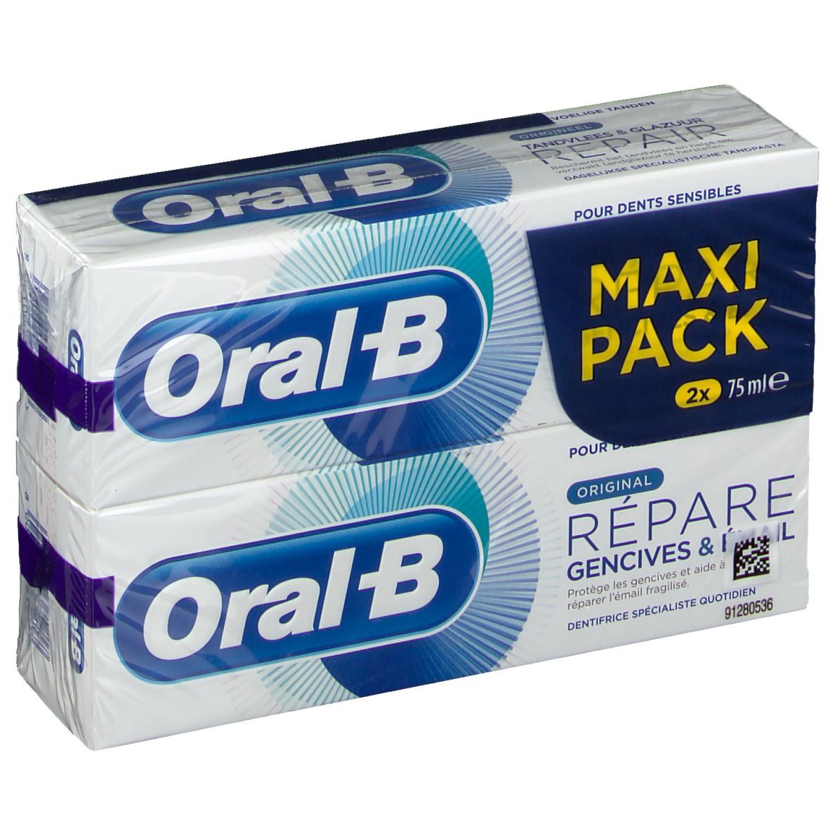 Oral B Dentifrice Gomme & Email Repair Original 2x75 ml + Oral B Gomme Email Repair Bain De Bouche 250 ml OFFERT