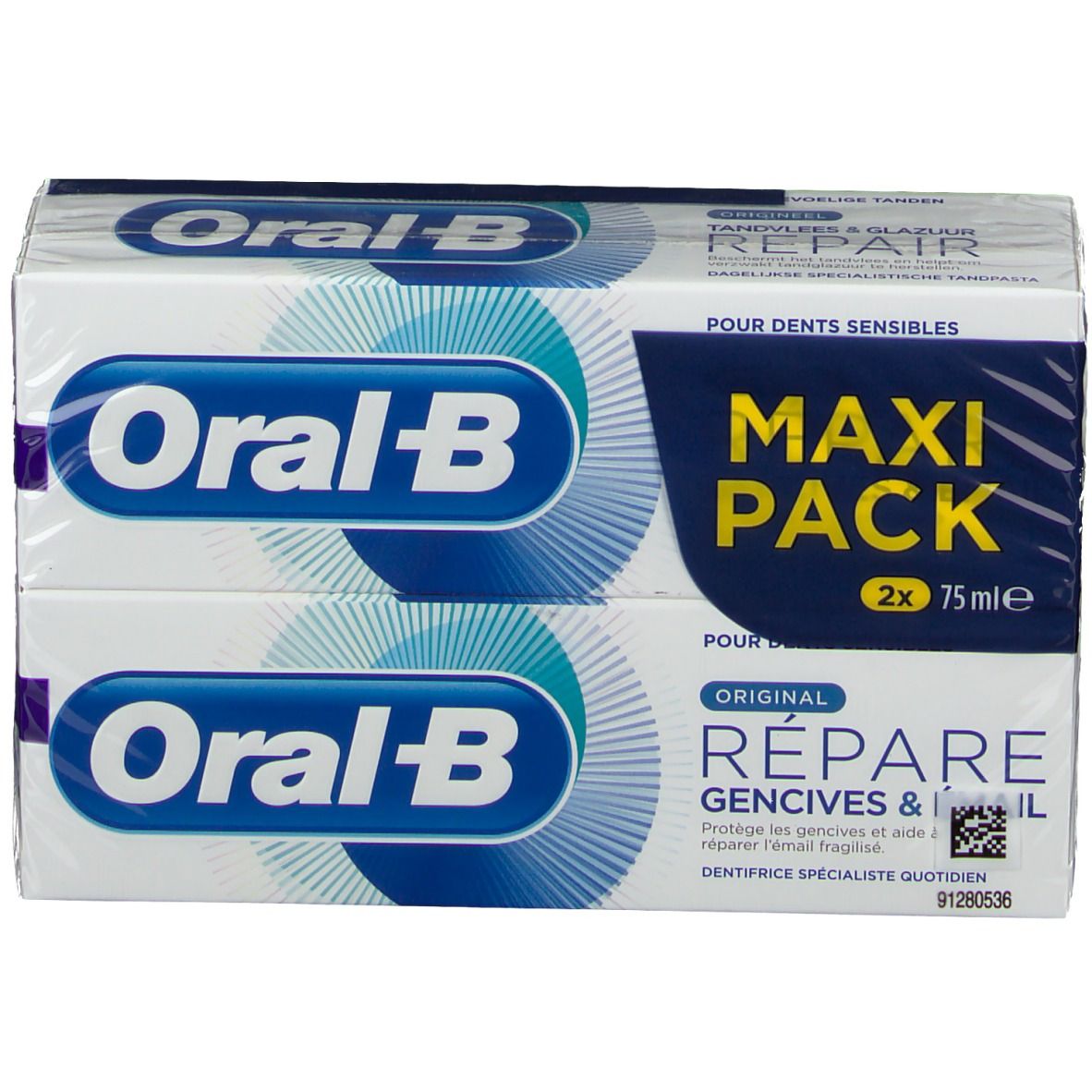 Oral B Dentifrice Gomme & Email Repair Original 2x75 ml + Oral B Gomme Email Repair Bain De Bouche 250 ml OFFERT