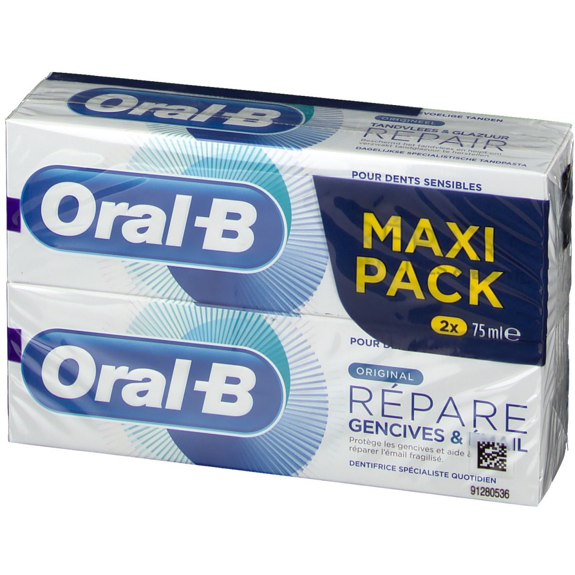 Oral B Dentifrice Gomme & Email Repair Original 2x75 ml + Oral B Gomme Email Repair Bain De Bouche 250 ml OFFERT