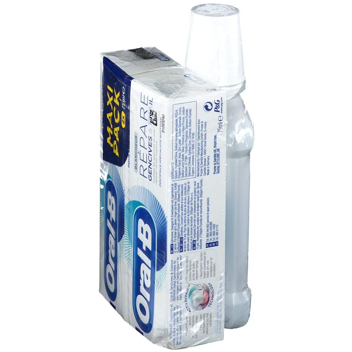 Oral B Dentifrice Gum & Enamel Repair Gentle White 2x57 ml + Oral B Gum & Enamel Repair Bain de Bouche 250 ml OFFERT