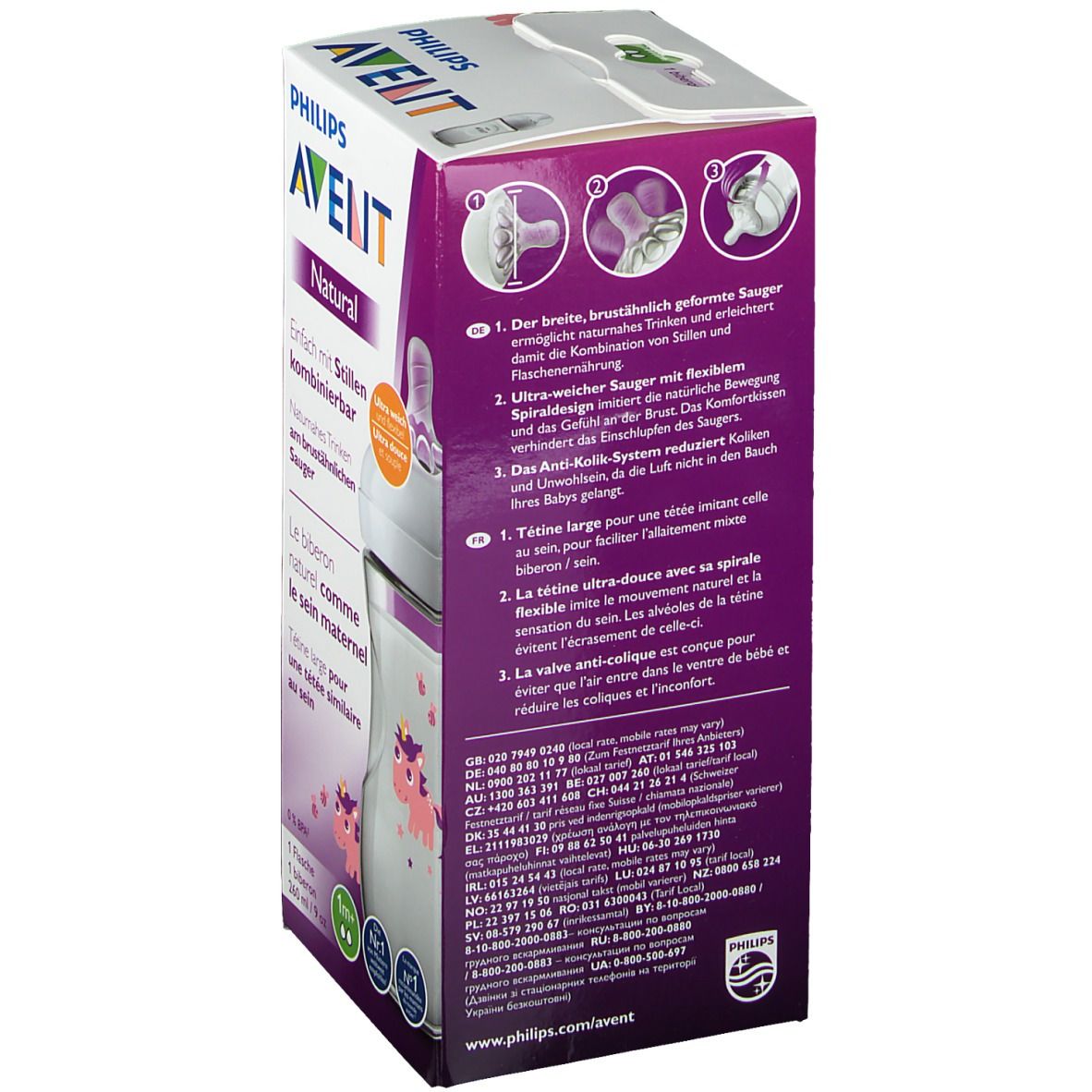 Philips Avent Natural 2.0 Zuigfles Eenhoorn SCF070/25