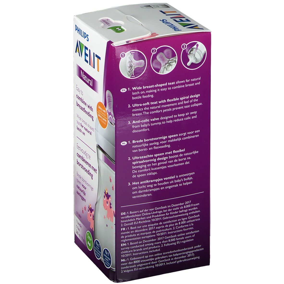 Philips Avent Natural 2.0 Zuigfles Eenhoorn SCF070/25