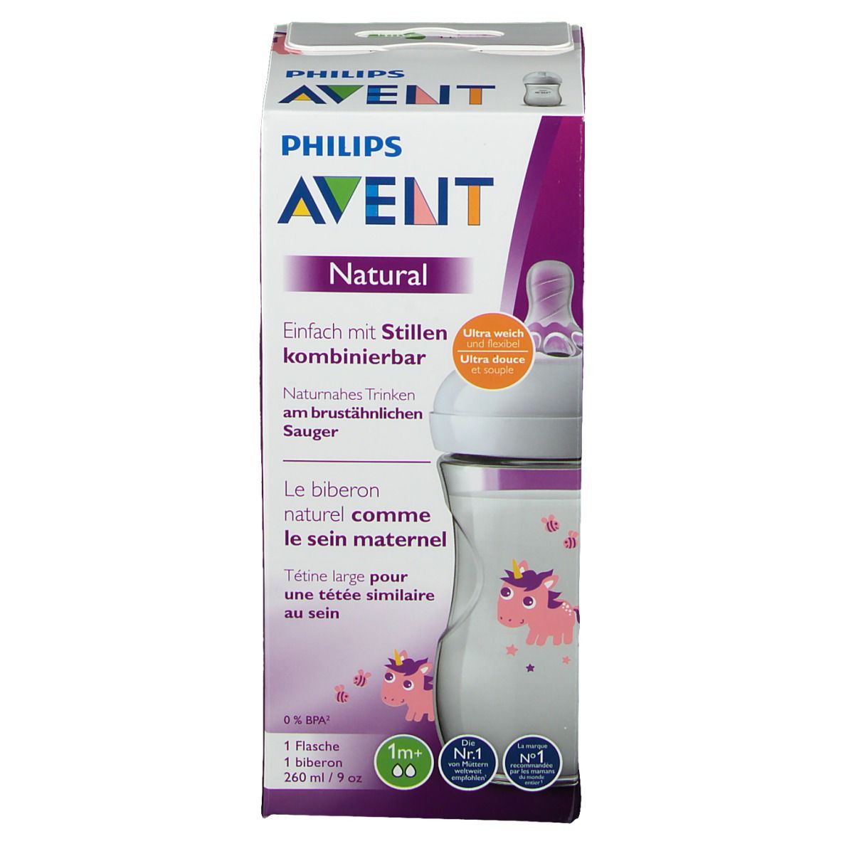 Philips Avent Natural 2.0 Zuigfles Eenhoorn SCF070/25