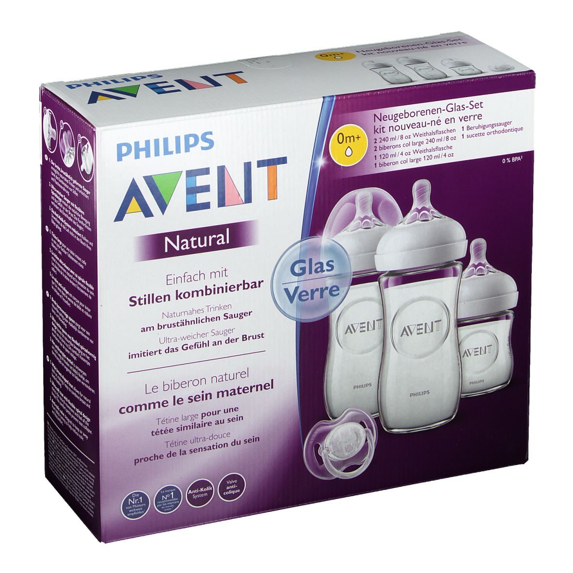 Philips Avent Natural 2.0 Kit Nouveau-Né Verre SCD303/01