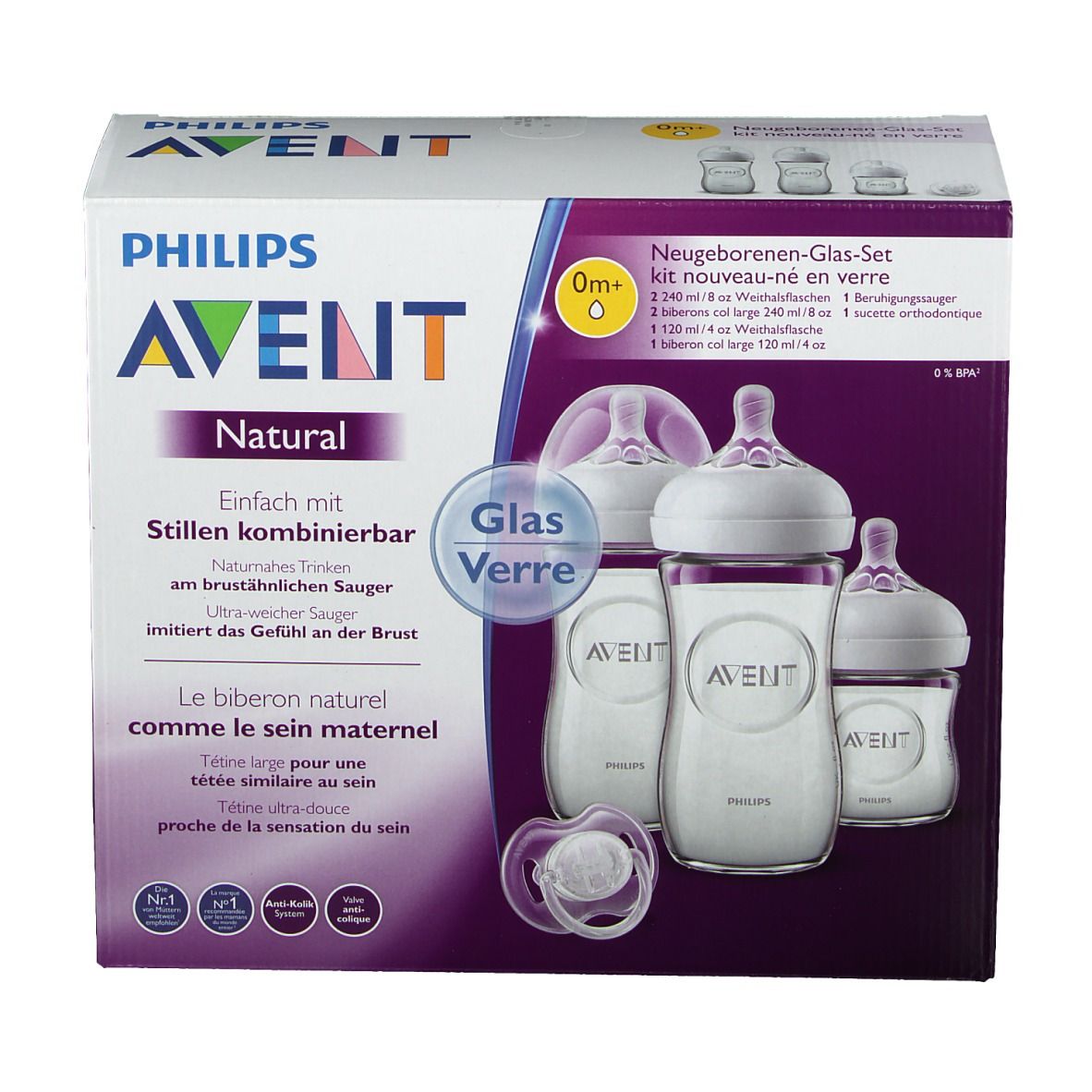 Philips Avent Natural 2.0 Kit Nouveau-Né Verre SCD303/01