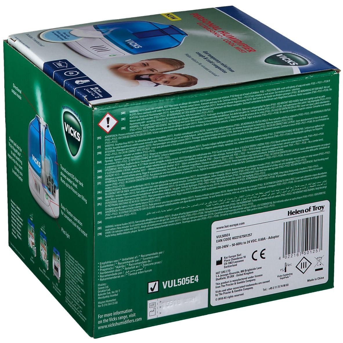 Vicks Luchtbevochtiger Ultrasonic-Cool Mist VUL505E4