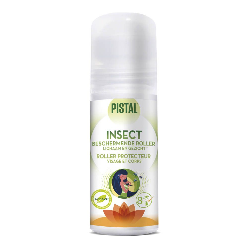 Pistal Insectenroller: 50ml. Met lotusbloem en insectensymbolen. Plant-Based.
