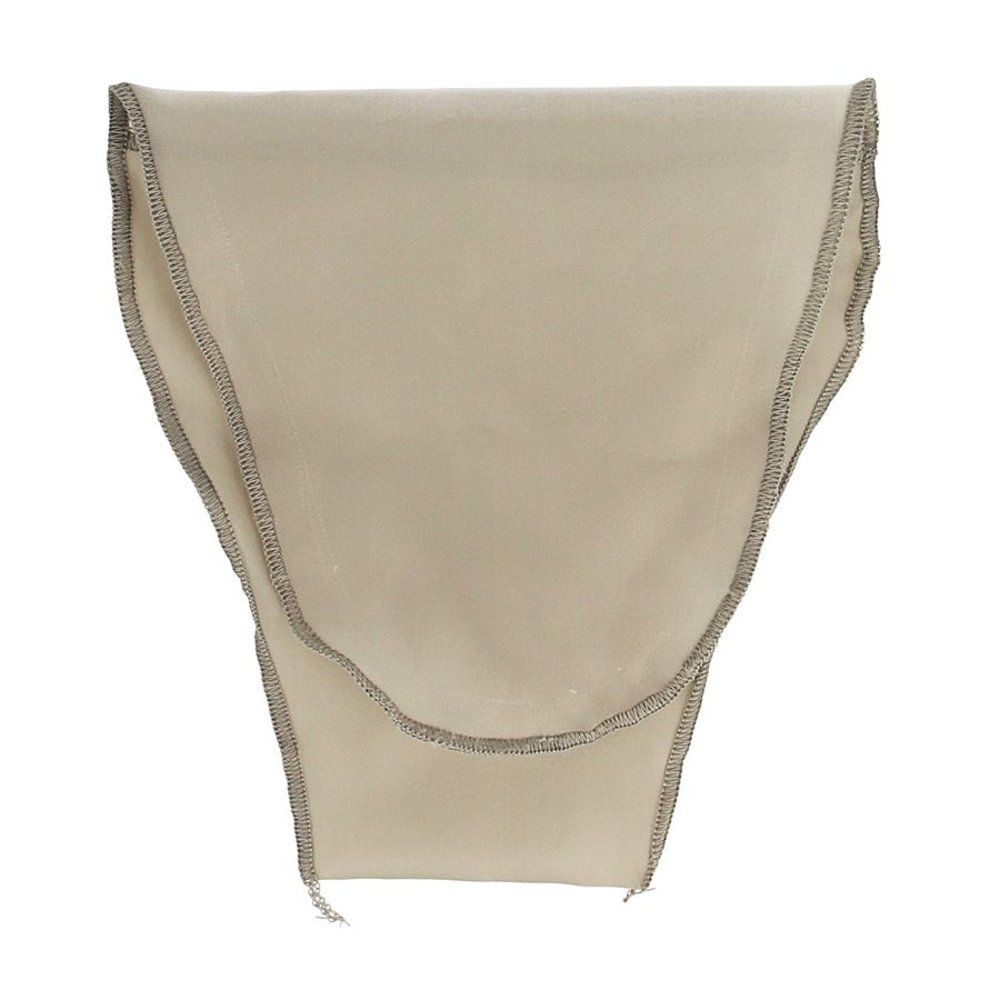 Product van beige stof. Vorm: U-vormig. Donkere naad. Productnaam niet zichtbaar.