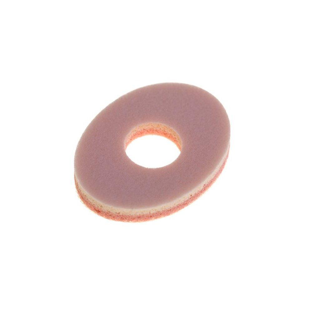Coussinet de protection ovale en forme d'anneau. Rose et blanc. Présenté seul.