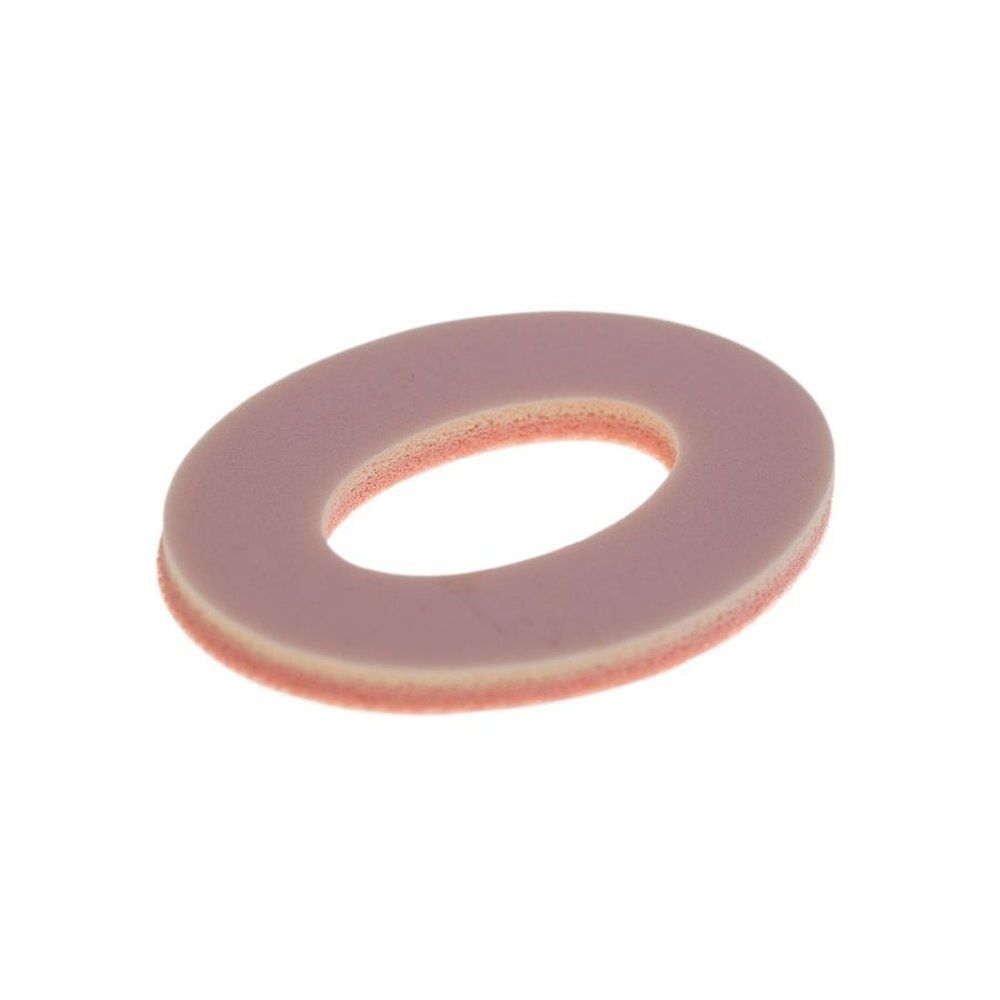 Ovale voetbeschermer, beige-roze. Schuimmateriaal. Ovale uitsparing in het midden.