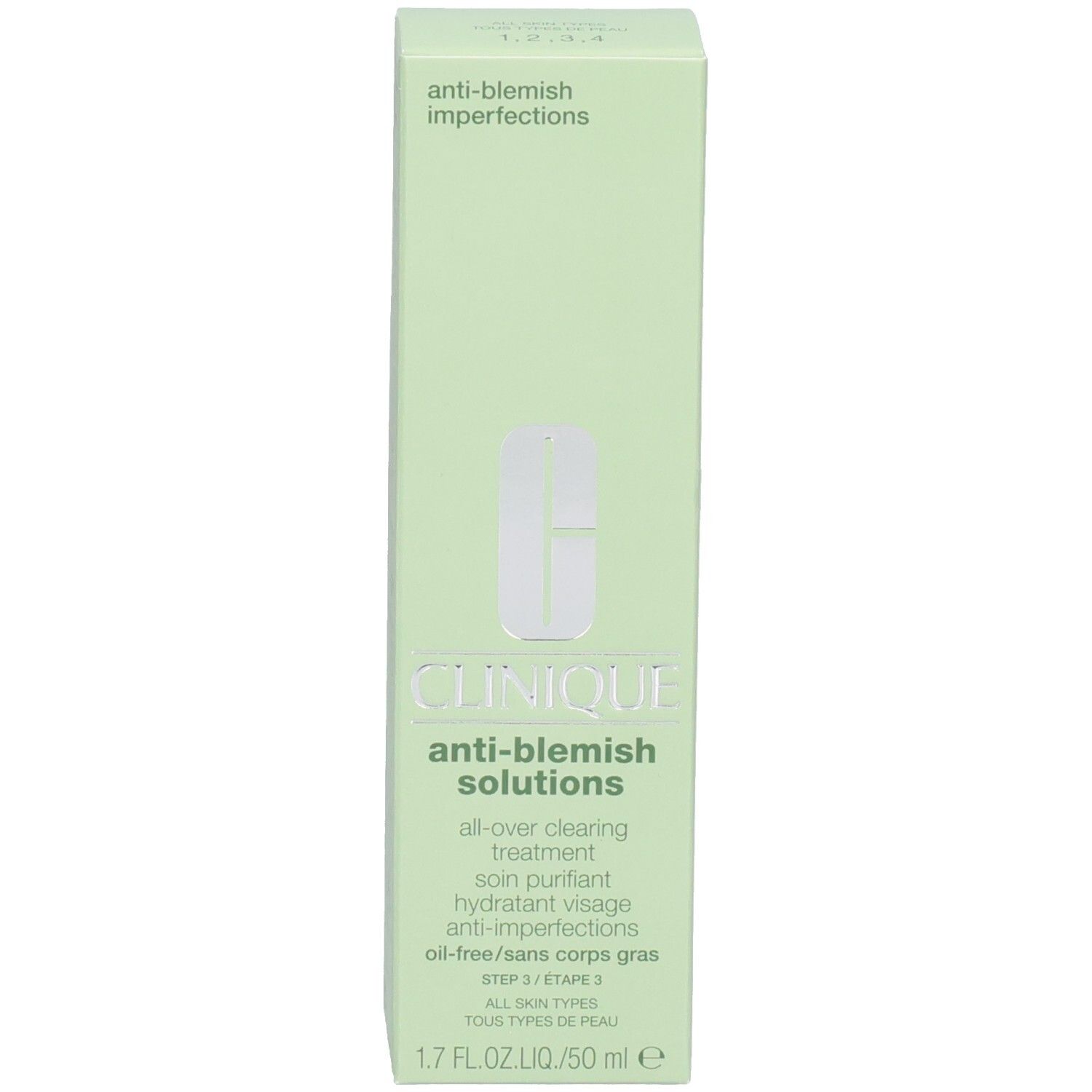 Voorkant van de Clinique Anti-Blemish Solutions doos.