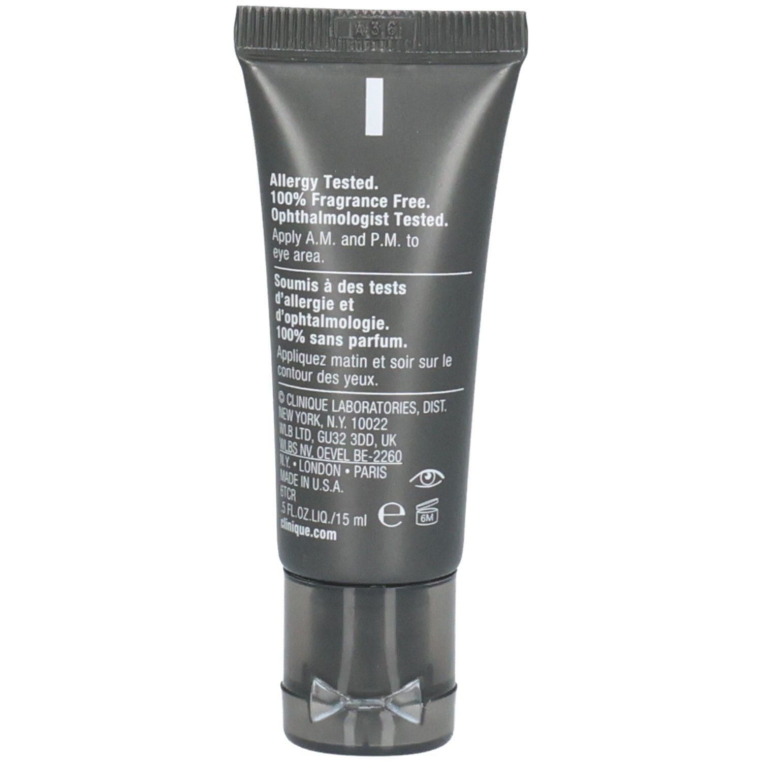 Dos de la crème anti-âge pour les yeux Clinique For Men avec instructions.