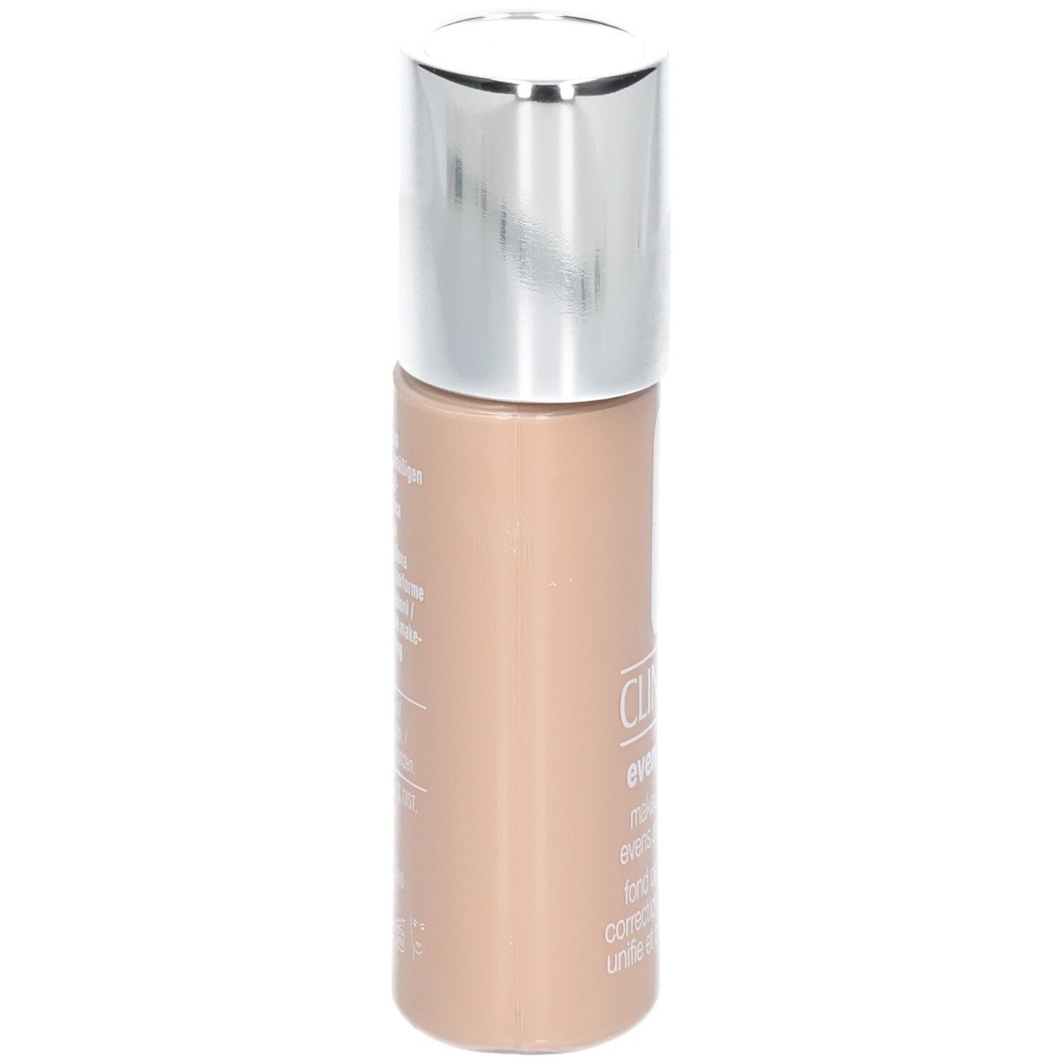 Clinique Even Better™ Makeup SPF15 fles. Beige tint, zilveren dop. Productinformatie.