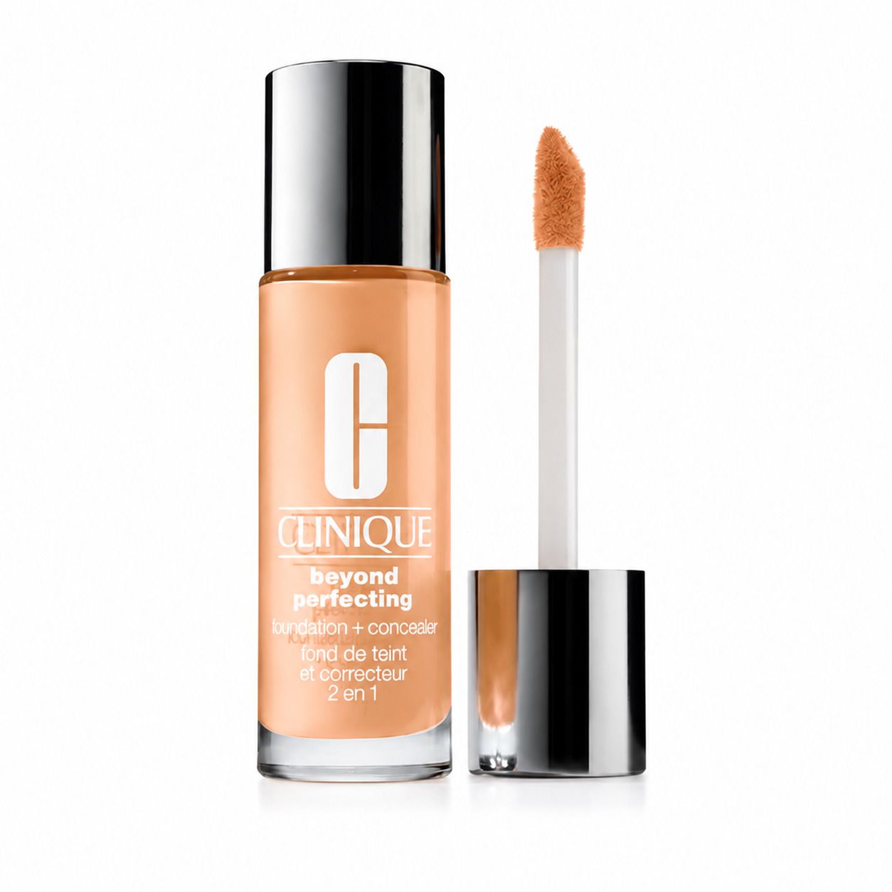 Fond de teint Clinique Beyond Perfecting avec applicateur. Inscription: fond de teint + correcteur 2 en 1.