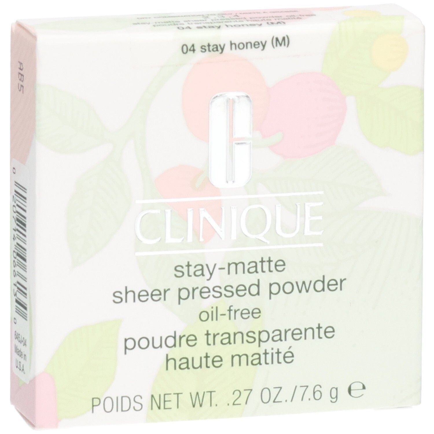 Clinique Stay-Matte Sheer Pressed Powder verpakking, kleur 04 Stay Honey.