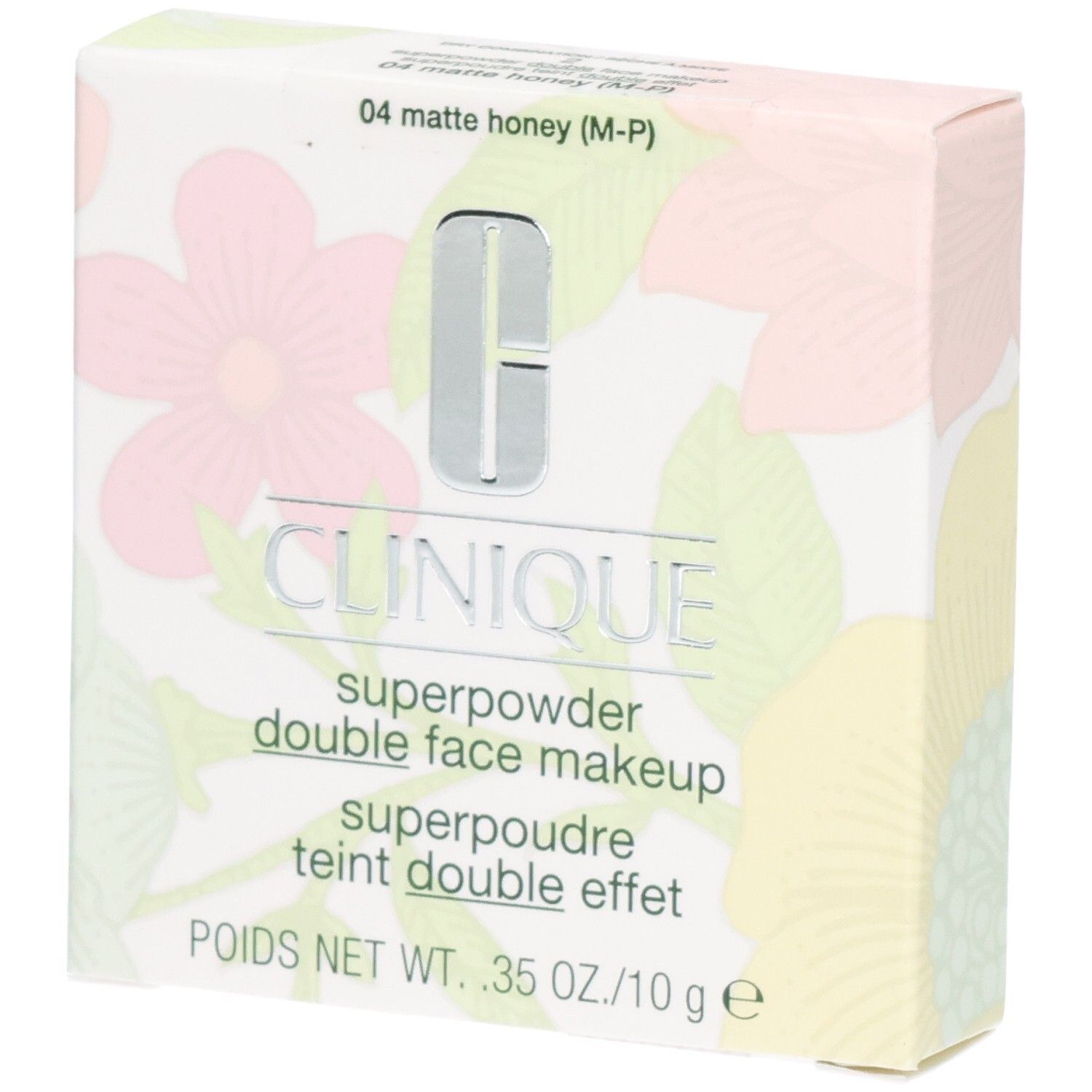 Clinique Superpowder Double Face Makeup. Boîte florale. Couleur: 04 matte honey. Poids net: 10g.