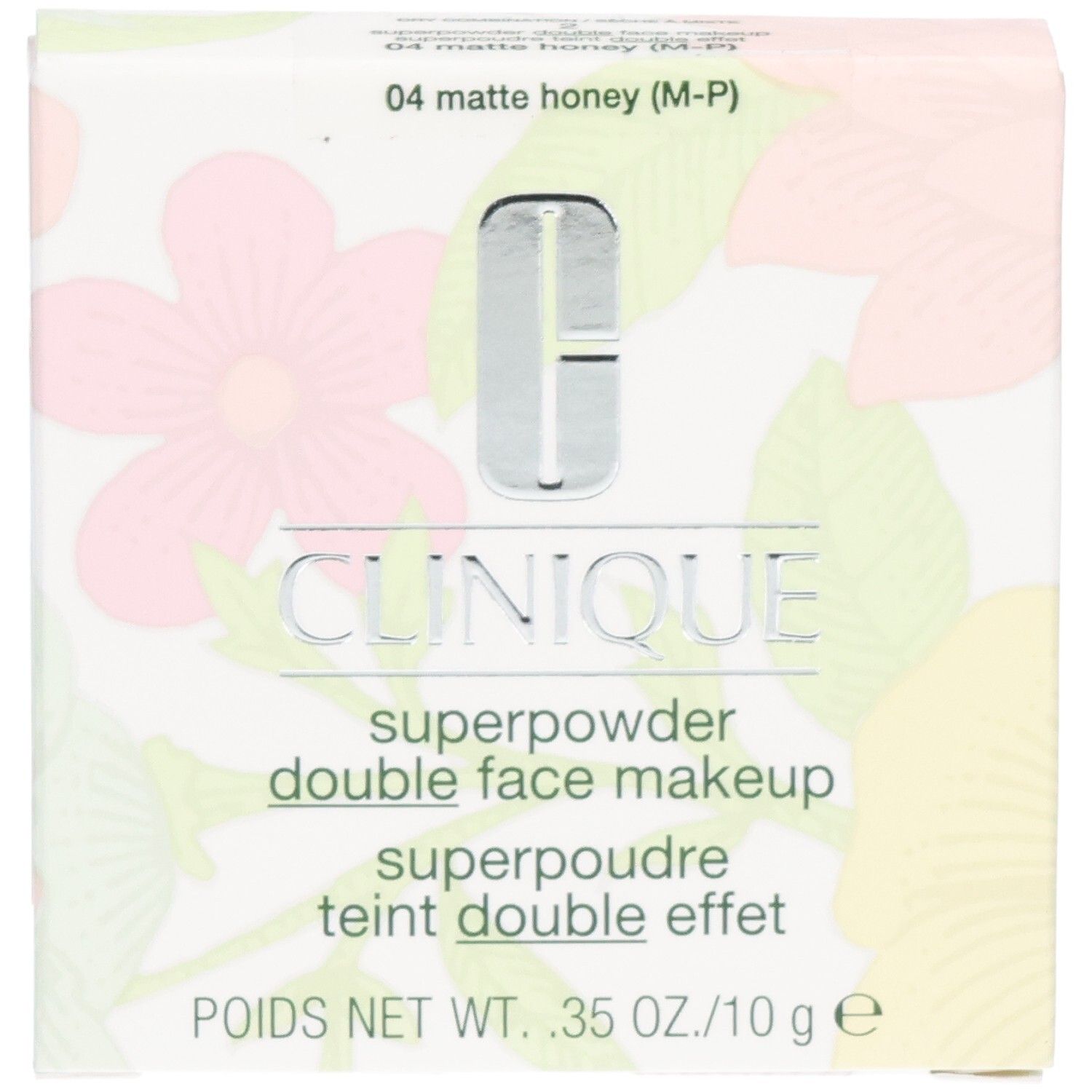 Clinique Superpowder Double Face Makeup. Boîte florale. Couleur: 04 matte honey. Poids net: 10g.