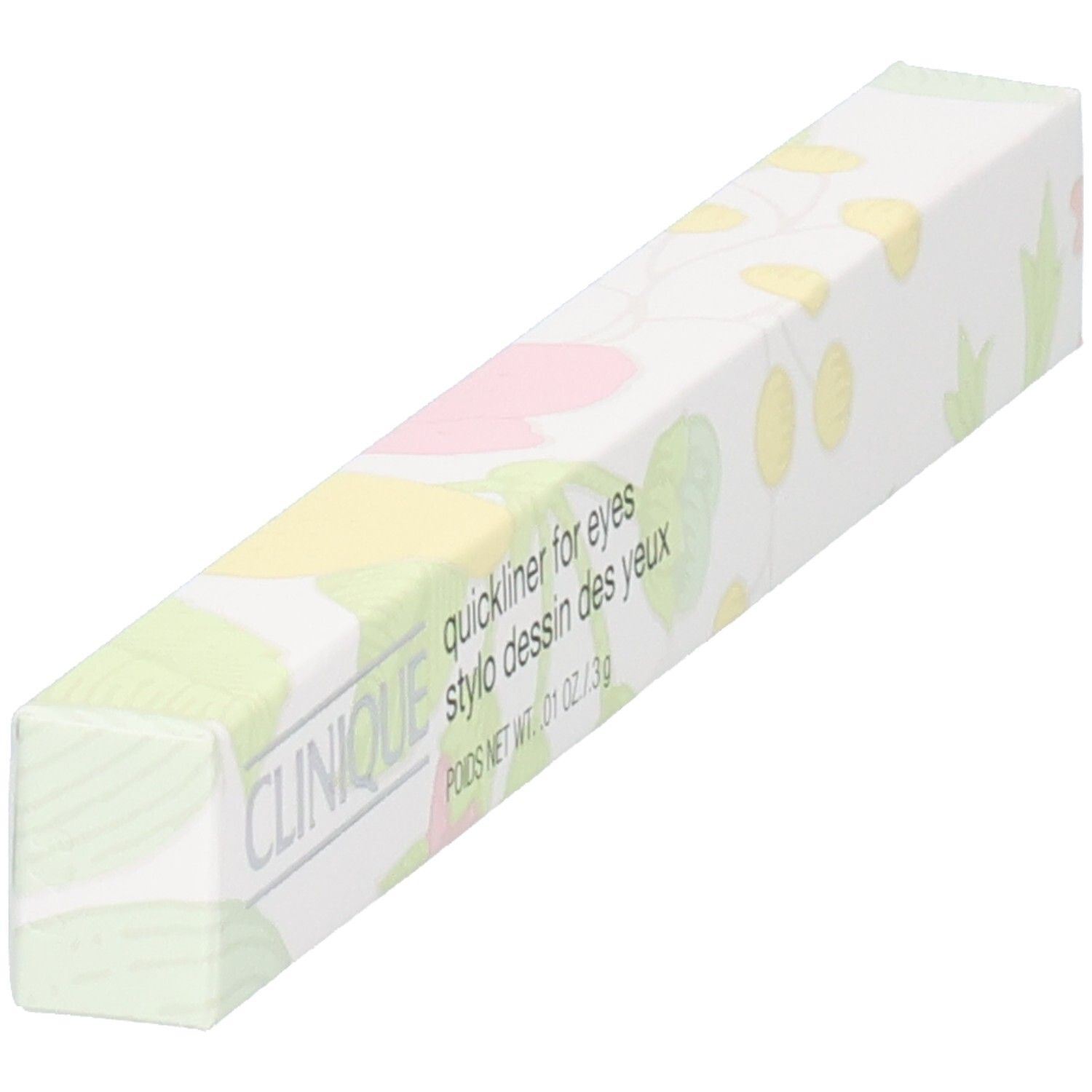 Clinique Quickliner for Eyes eyeliner verpakking, zwart, schuin van voren gezien.
