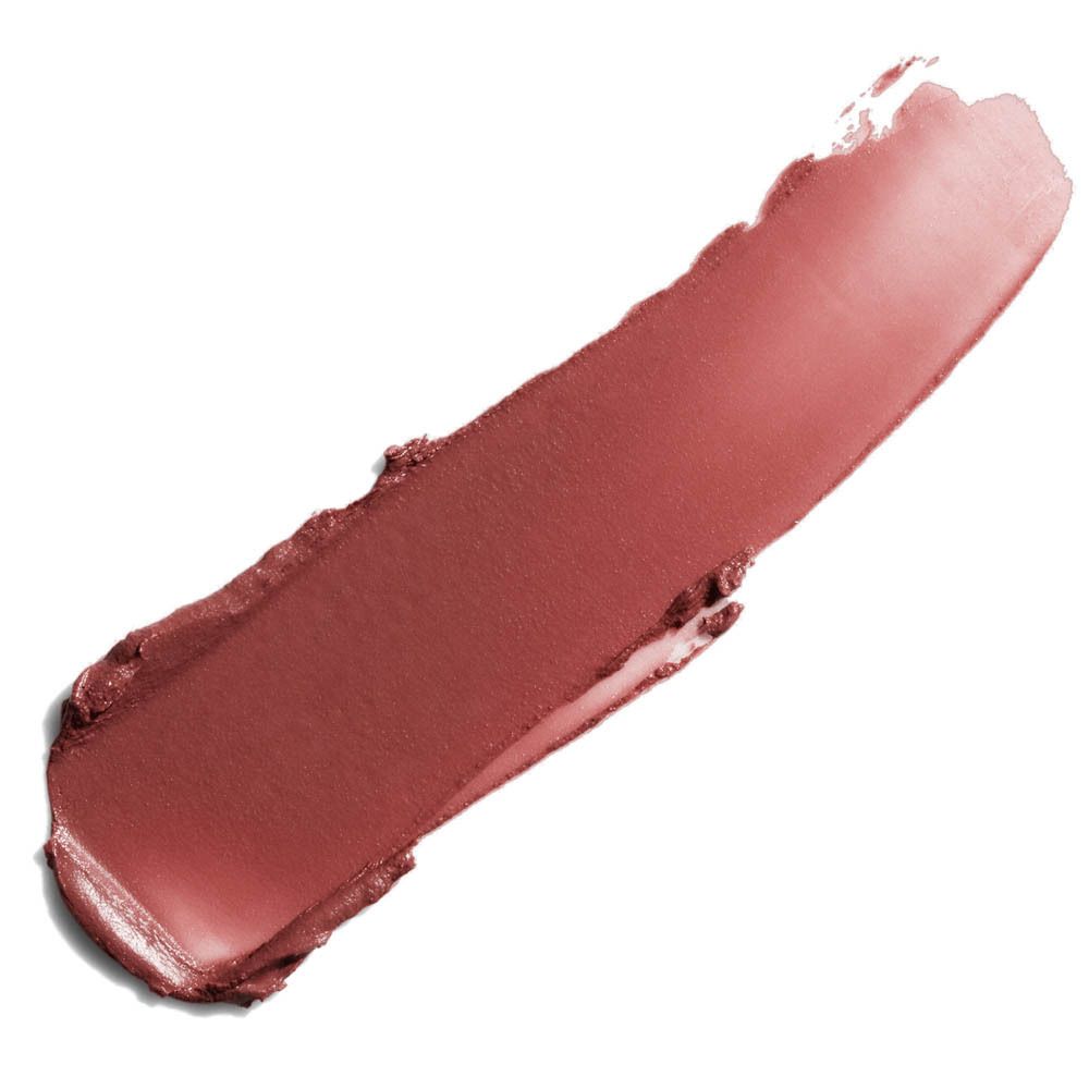 Échantillon de rouge à lèvres dans une teinte rose mate avec une légère brillance.