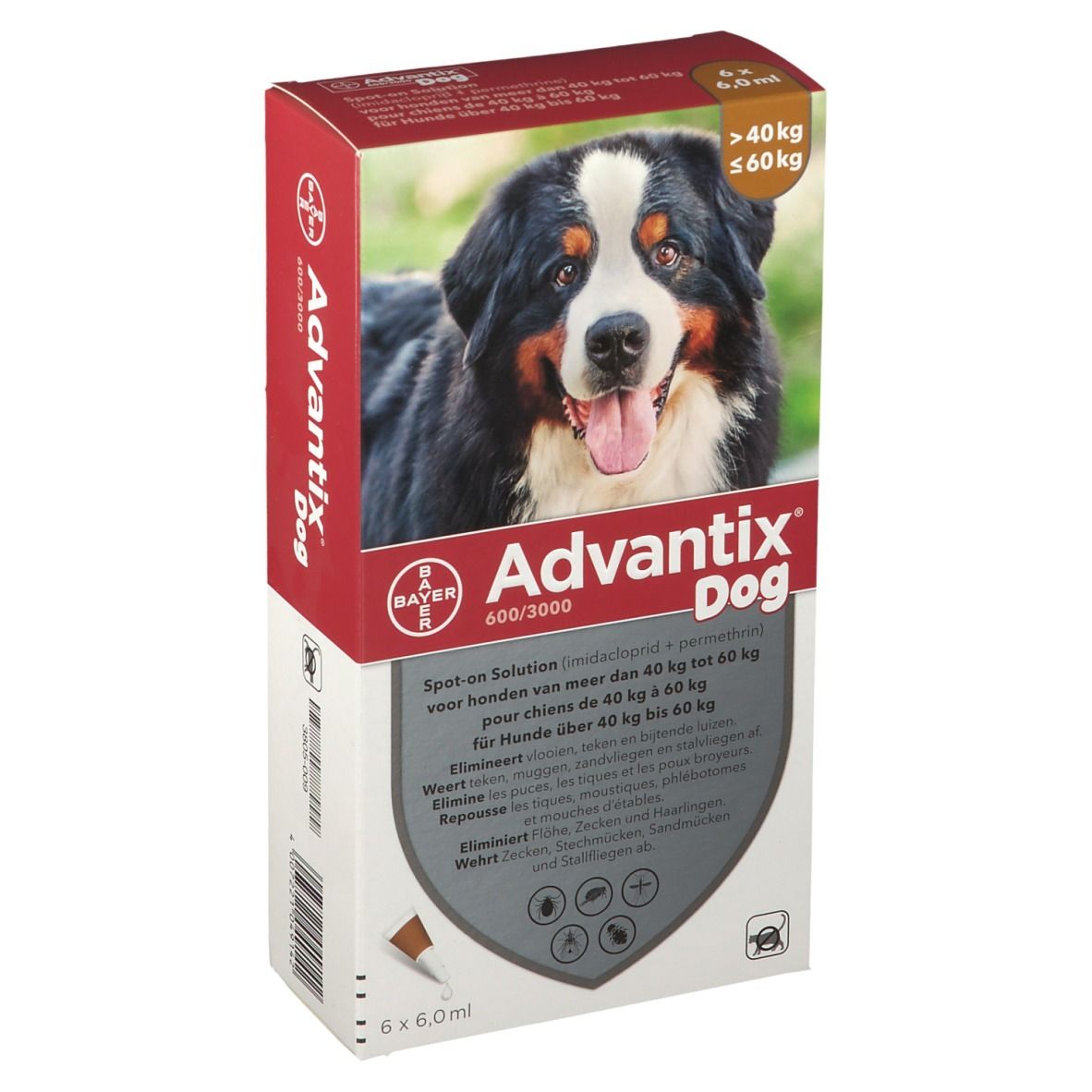 Advantix Spot-On 600/3000 Solution Chien 40<60KG
